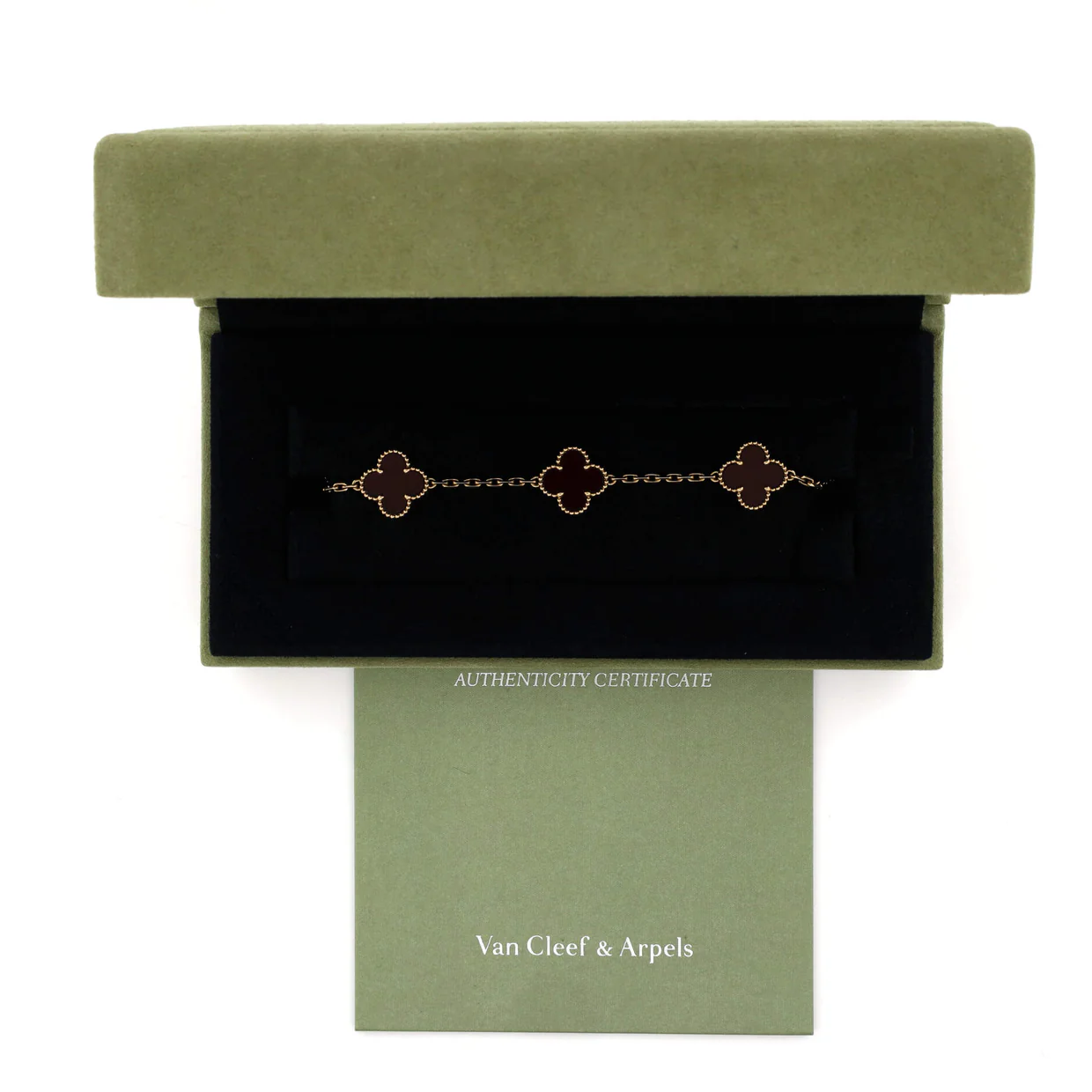 Vintage Alhambra 5 Motifs Bracelet 18K Yellow Gold and Carnelian - Deep Luxury