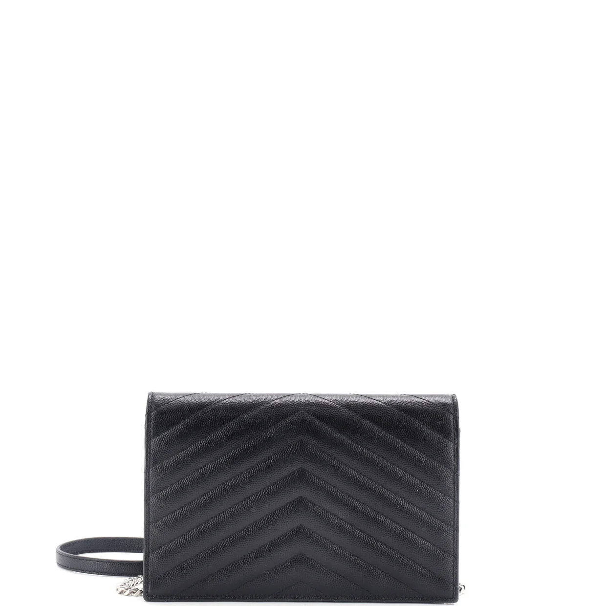 Classic Monogram Wallet on Chain Matelasse Chevron Metallic Leather Small - Deep Luxury