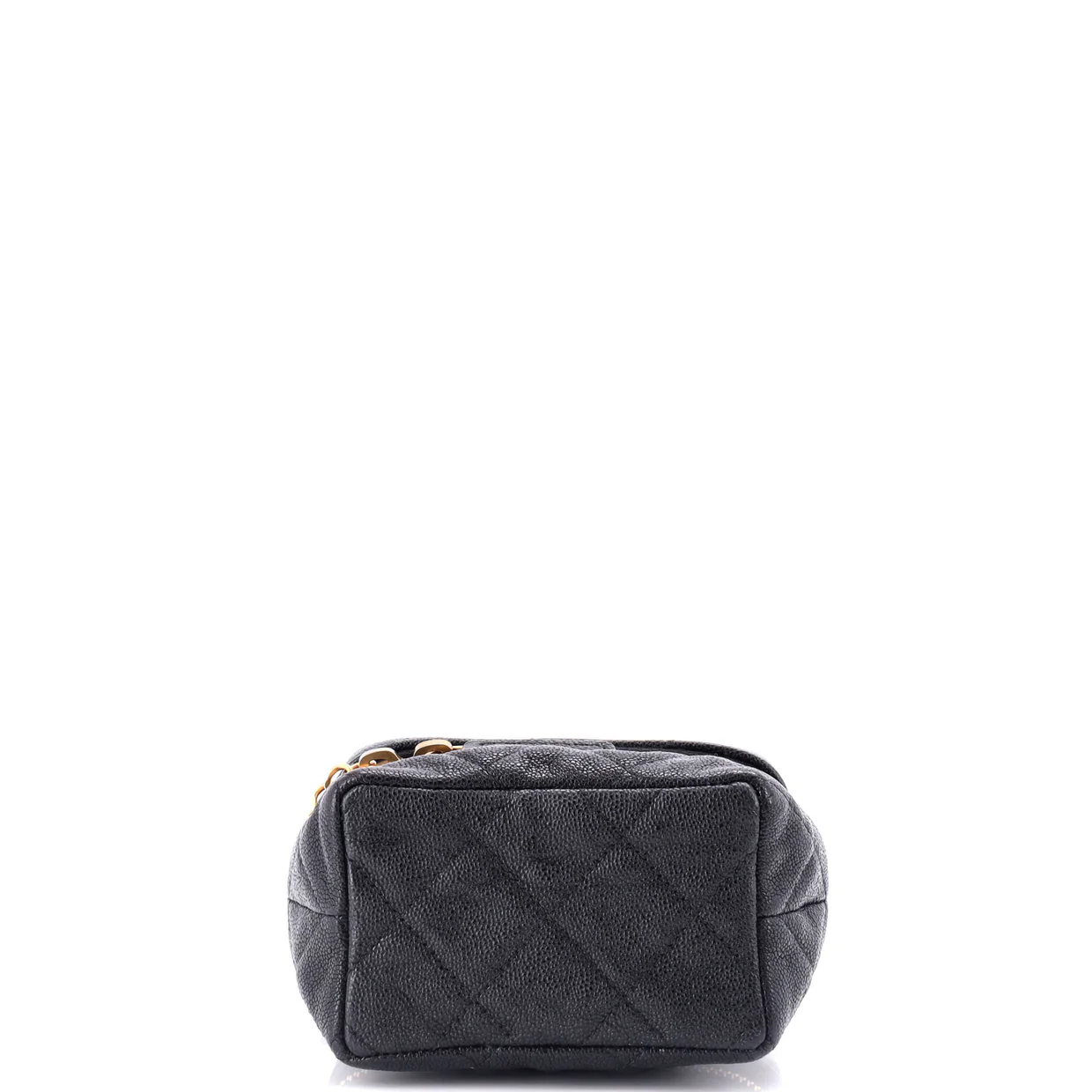 Top Handle Zip Around Vanity Case with Chain Quilted Caviar Mini - Deep Luxury