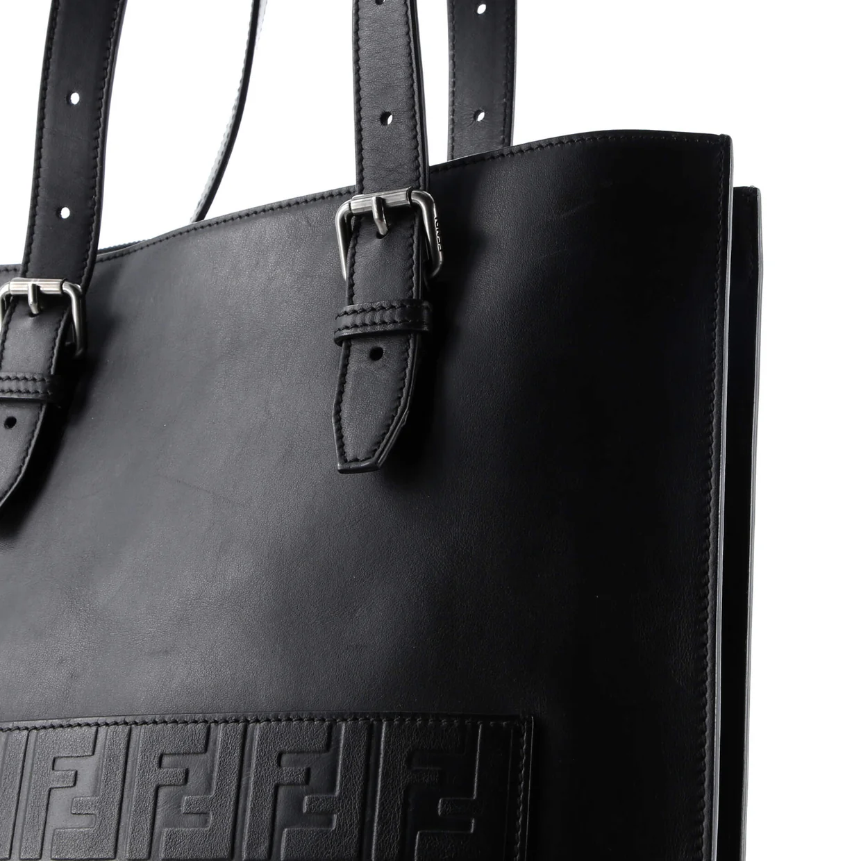 St. Zucca Slim Tote Leather with Embossed Zucca Detail - Deep Luxury