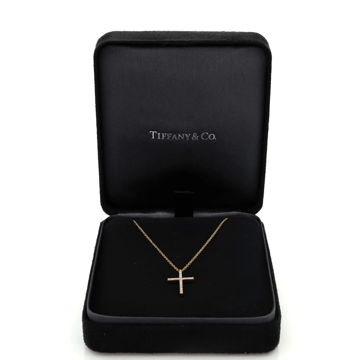 Metro Cross Pendant Necklace 18K Rose Gold and Diamonds Large - Deep Luxury