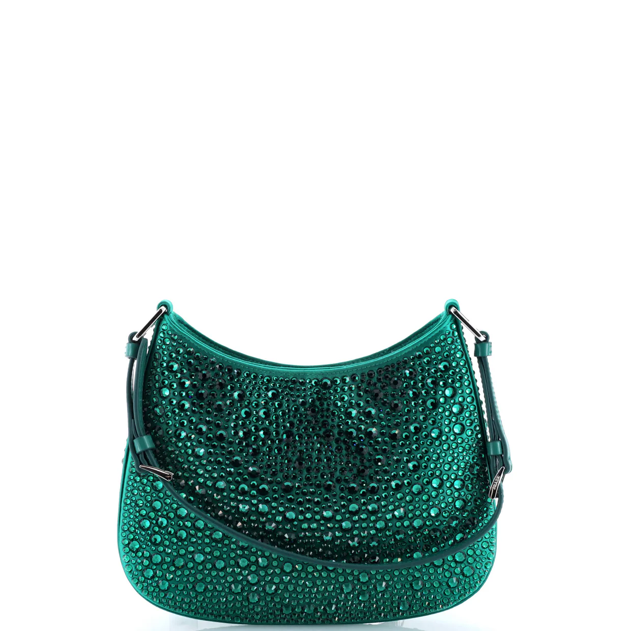 Cleo Shoulder Bag Crystal Embellished Satin Small - Deep Luxury