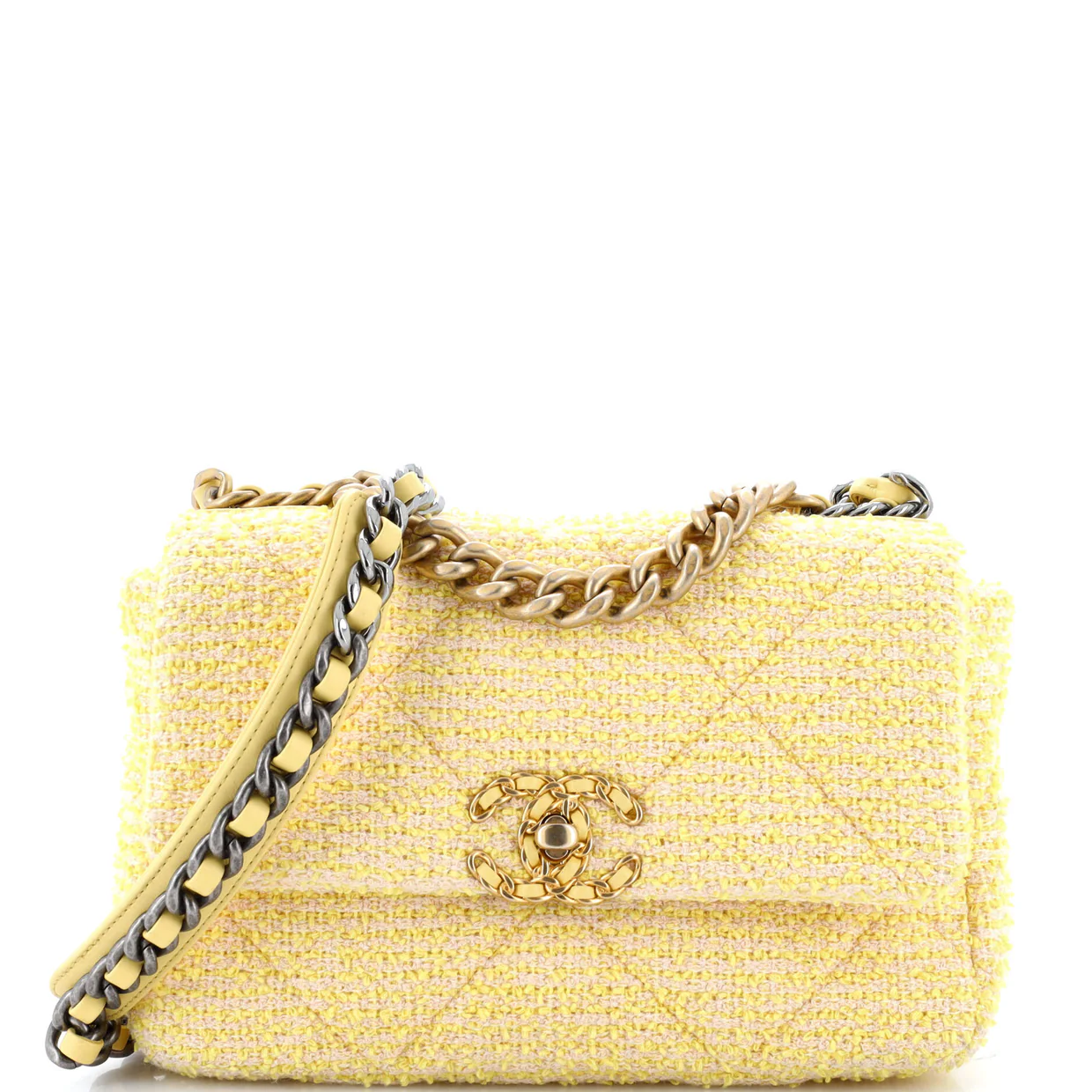 19 Flap Bag Quilted Tweed Medium - Deep Luxury