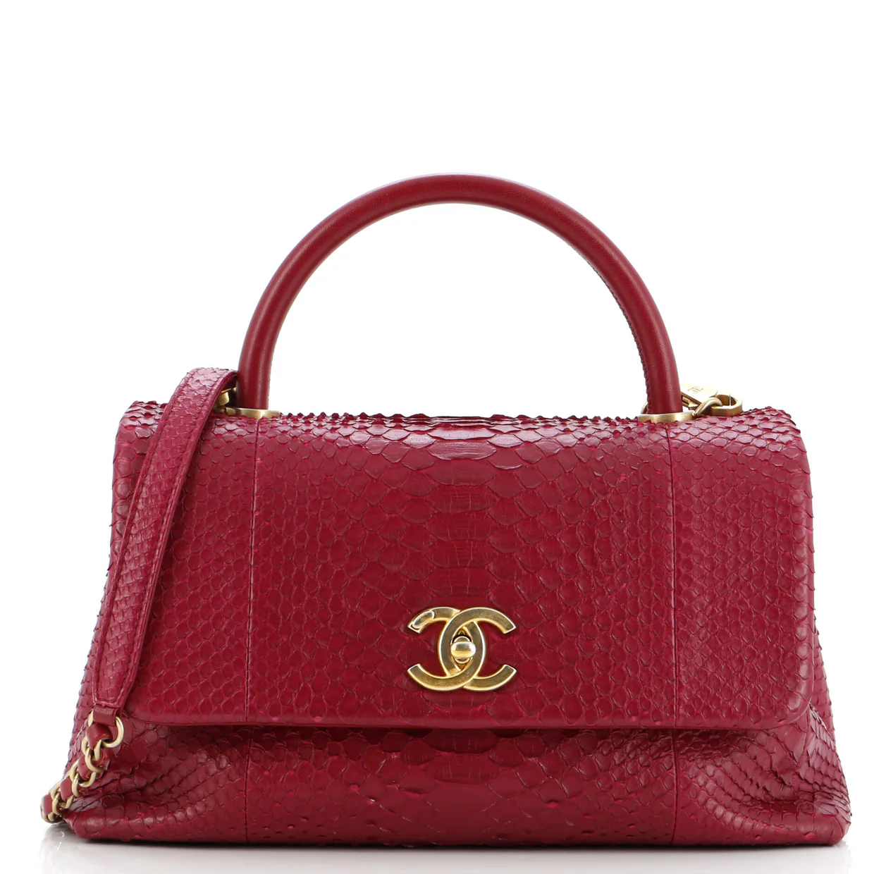 Coco Top Handle Bag Python Medium - Deep Luxury