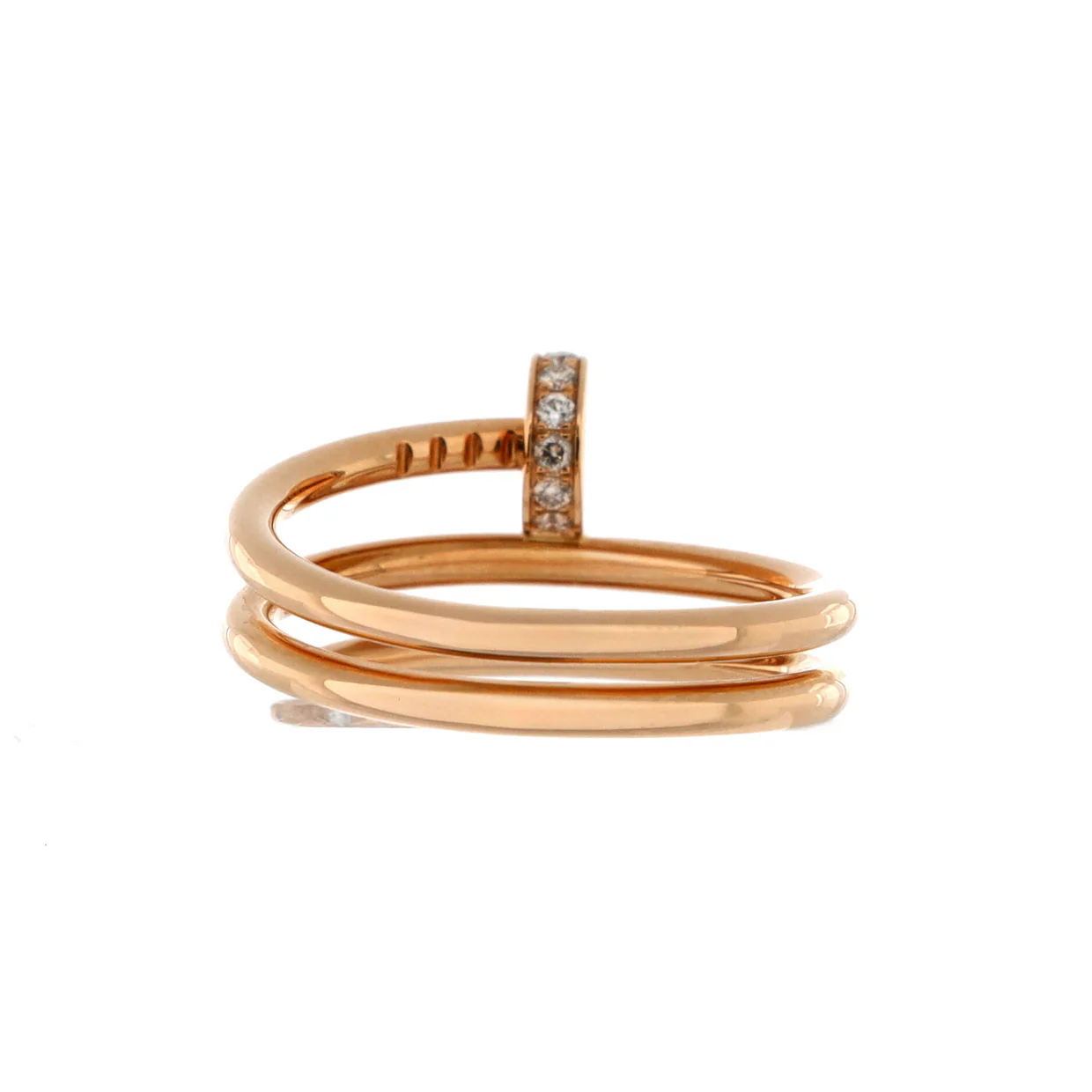 Juste un Clou Double Ring 18K Rose Gold and Diamonds Small - Deep Luxury