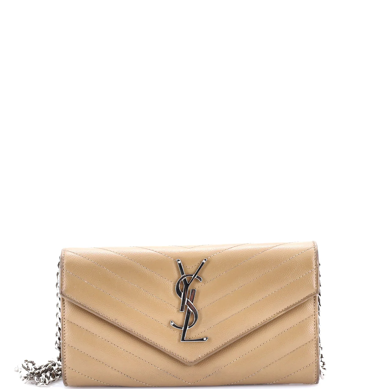 Classic Monogram Short Chain Wallet Matelasse Chevron Leather Long - Deep Luxury