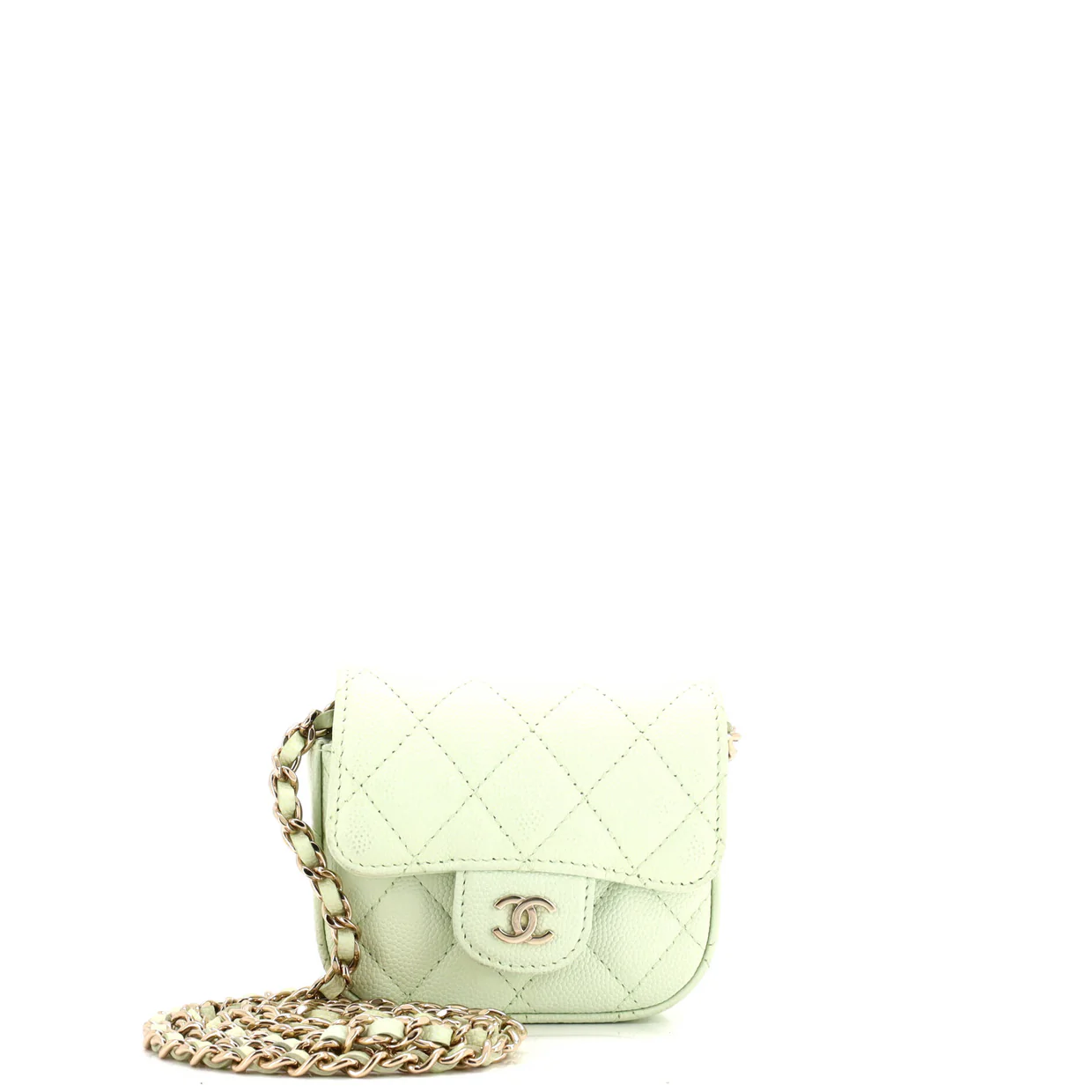 Classic Square Flap Clutch with Chain Quilted Caviar Mini - Deep Luxury