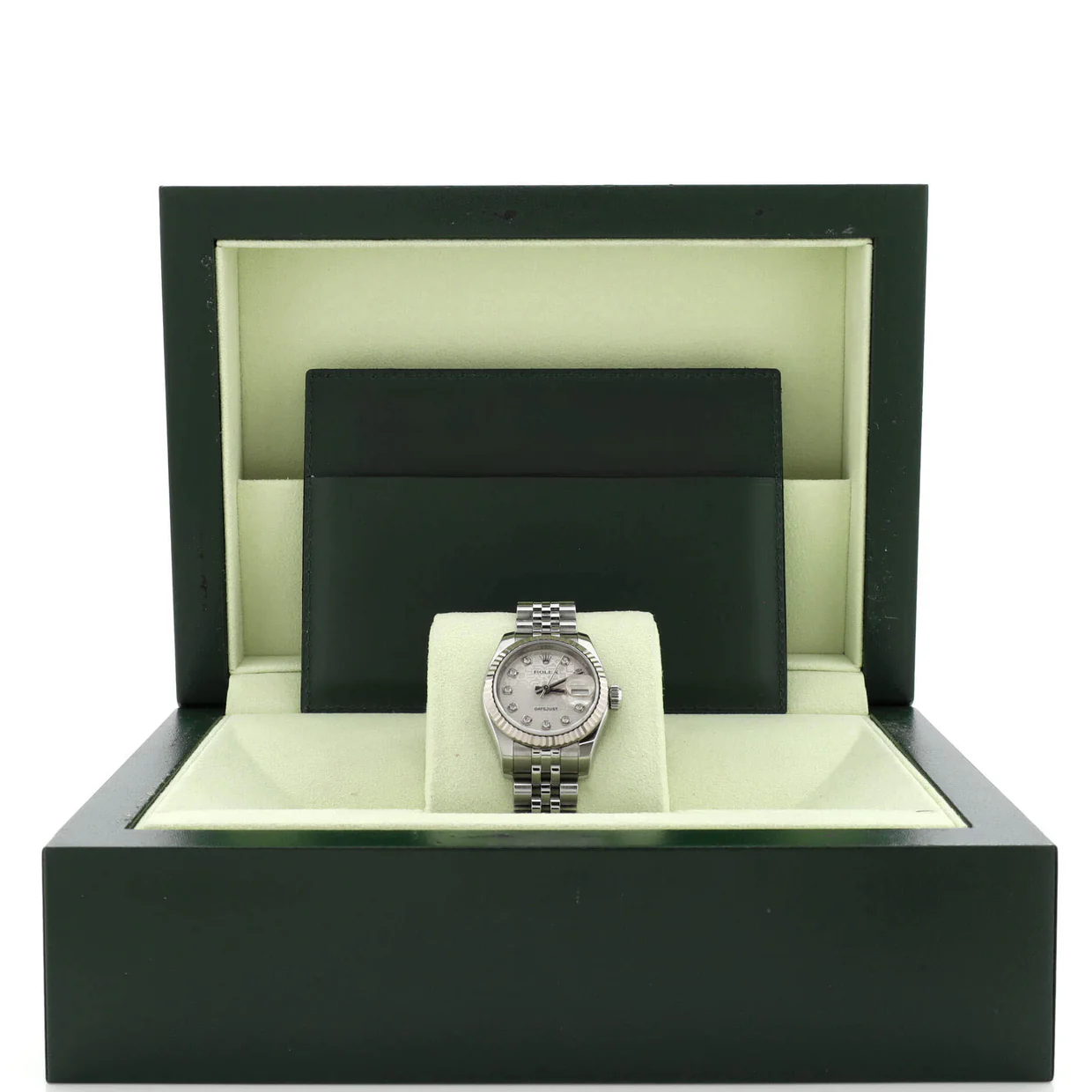 Oyster Perpetual Datejust Automatic Watch Stainless Steel and White Gold with Diamond Markers 26 - Deep Luxury
