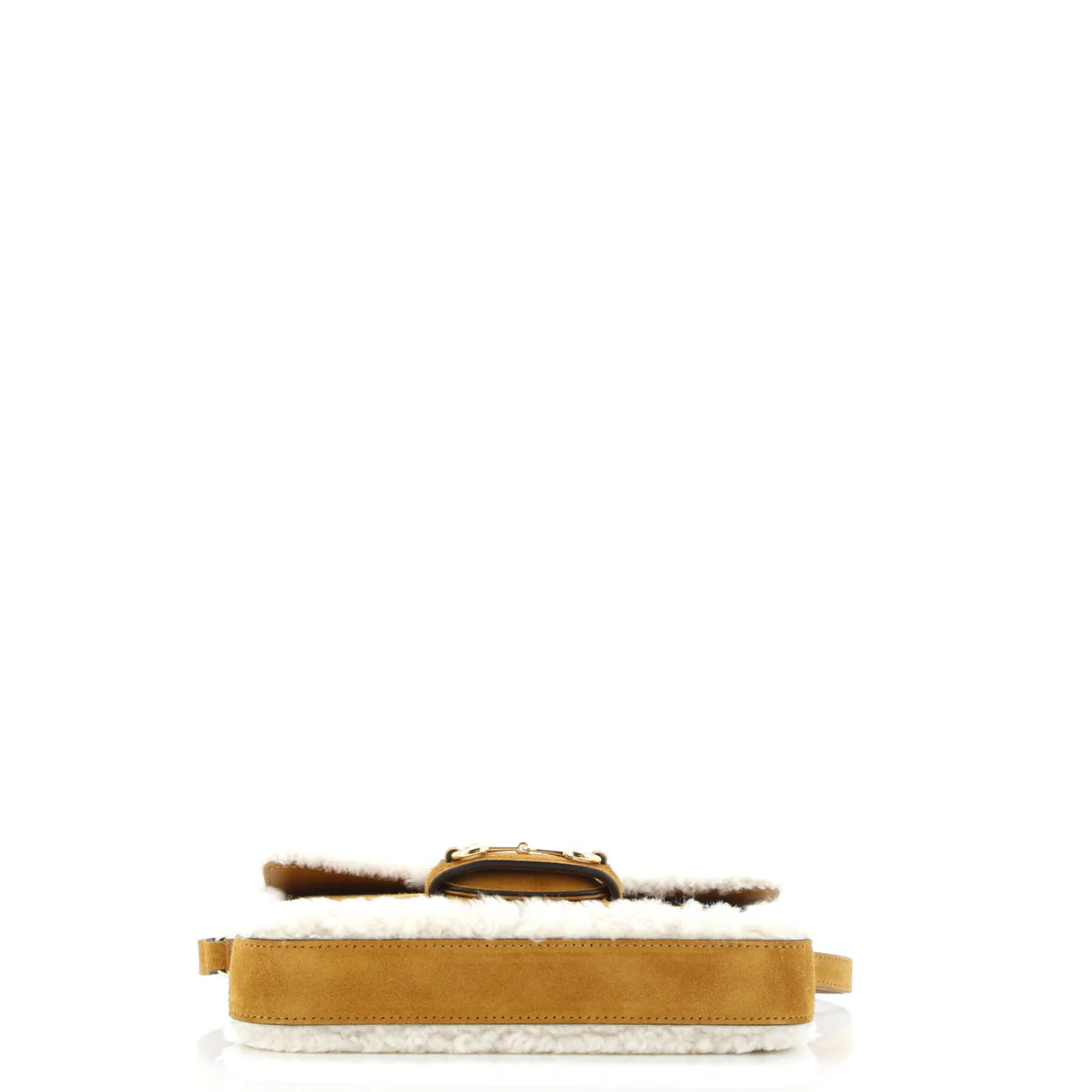 Horsebit 1955 Flap Shoulder Bag Suede with Shearling Mini - Deep Luxury