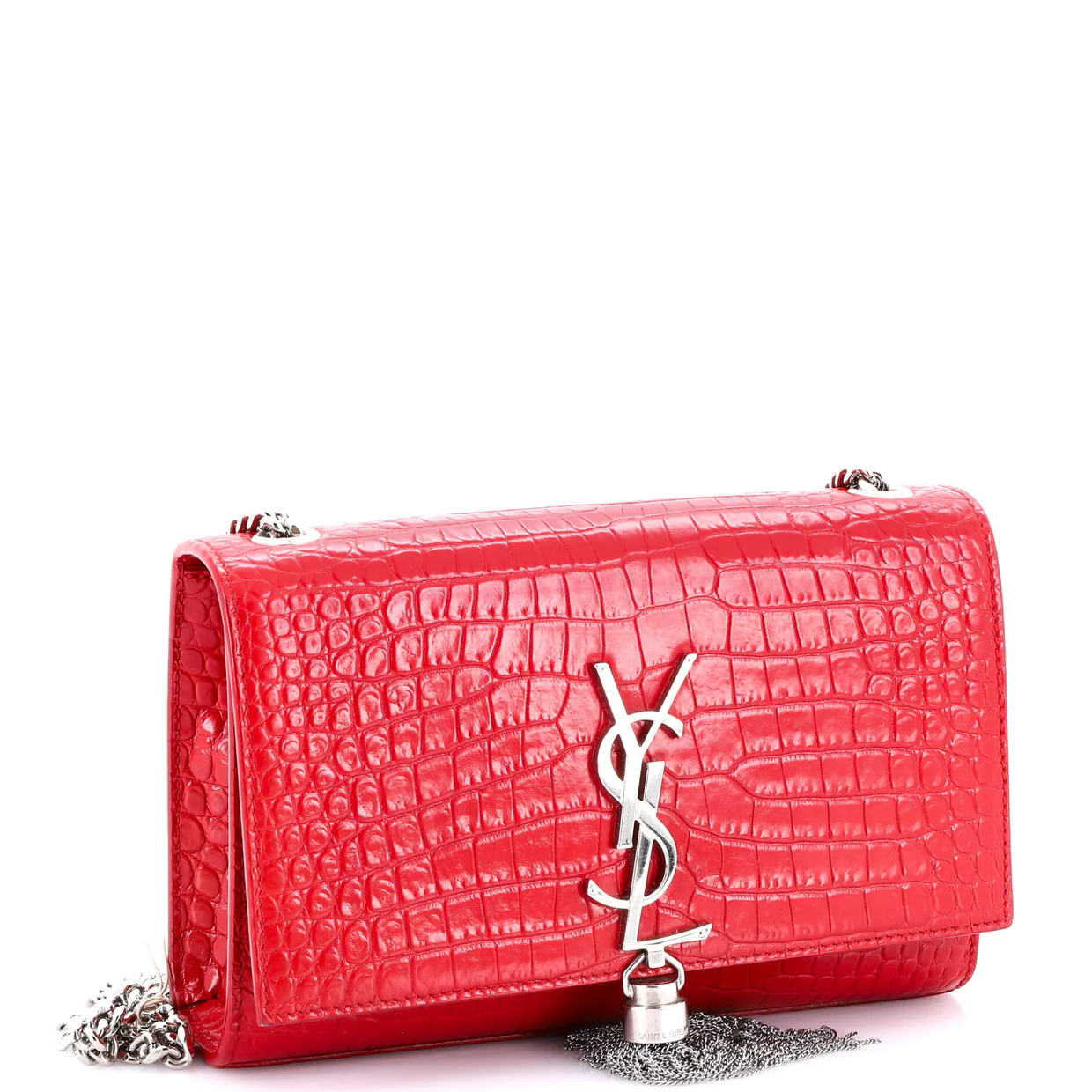 Classic Monogram Tassel Crossbody Bag Crocodile Embossed Leather Small - Deep Luxury