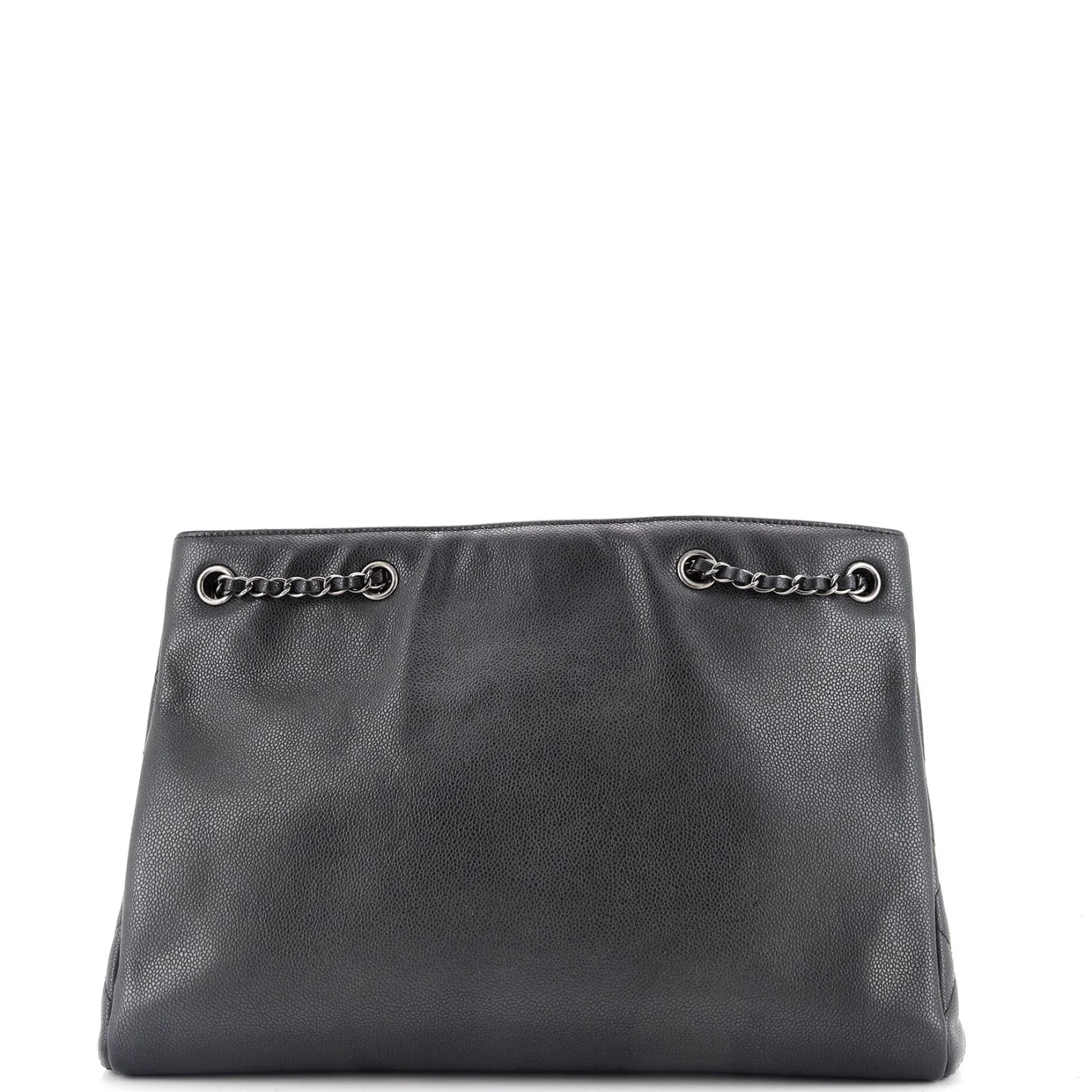 Woven Chain Shopping Tote Caviar Large - Deep Luxury