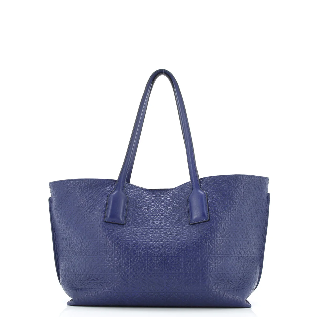 T Shopper Tote Anagram Embossed Leather - Deep Luxury