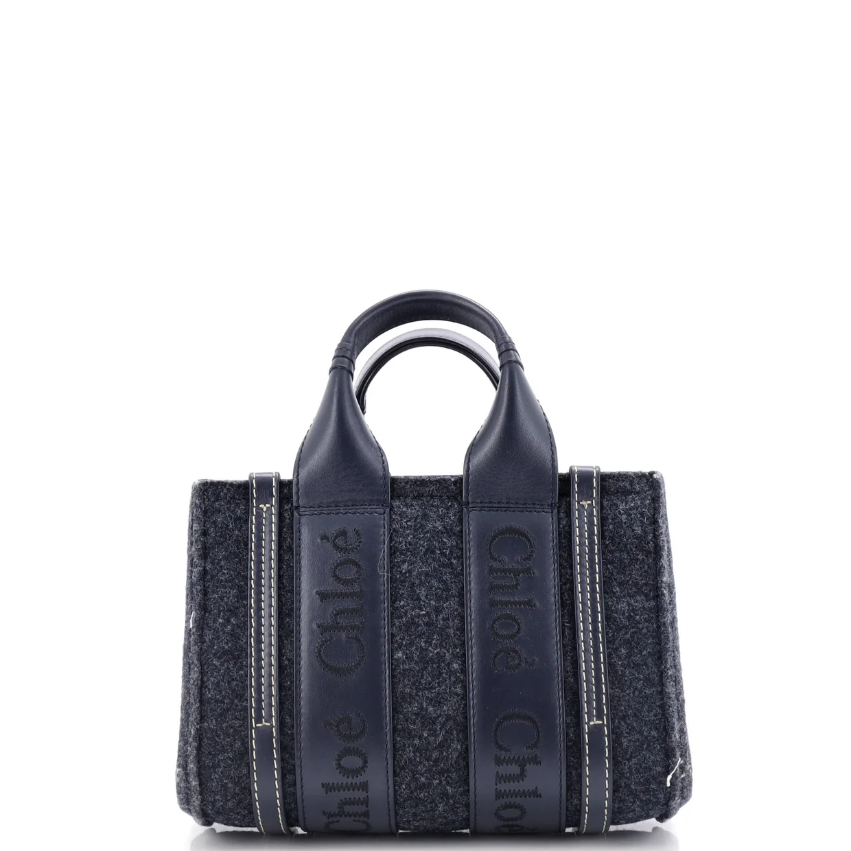 Woody Tote Recycled Felt with Leather and Canvas Mini - Deep Luxury