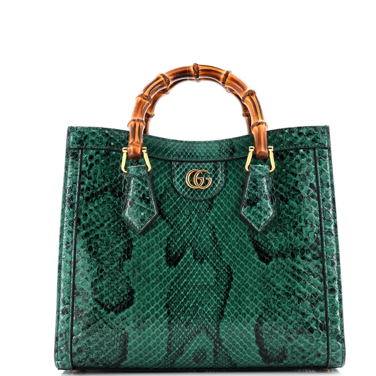 Diana NM Bamboo Handle Tote Python Small - Deep Luxury