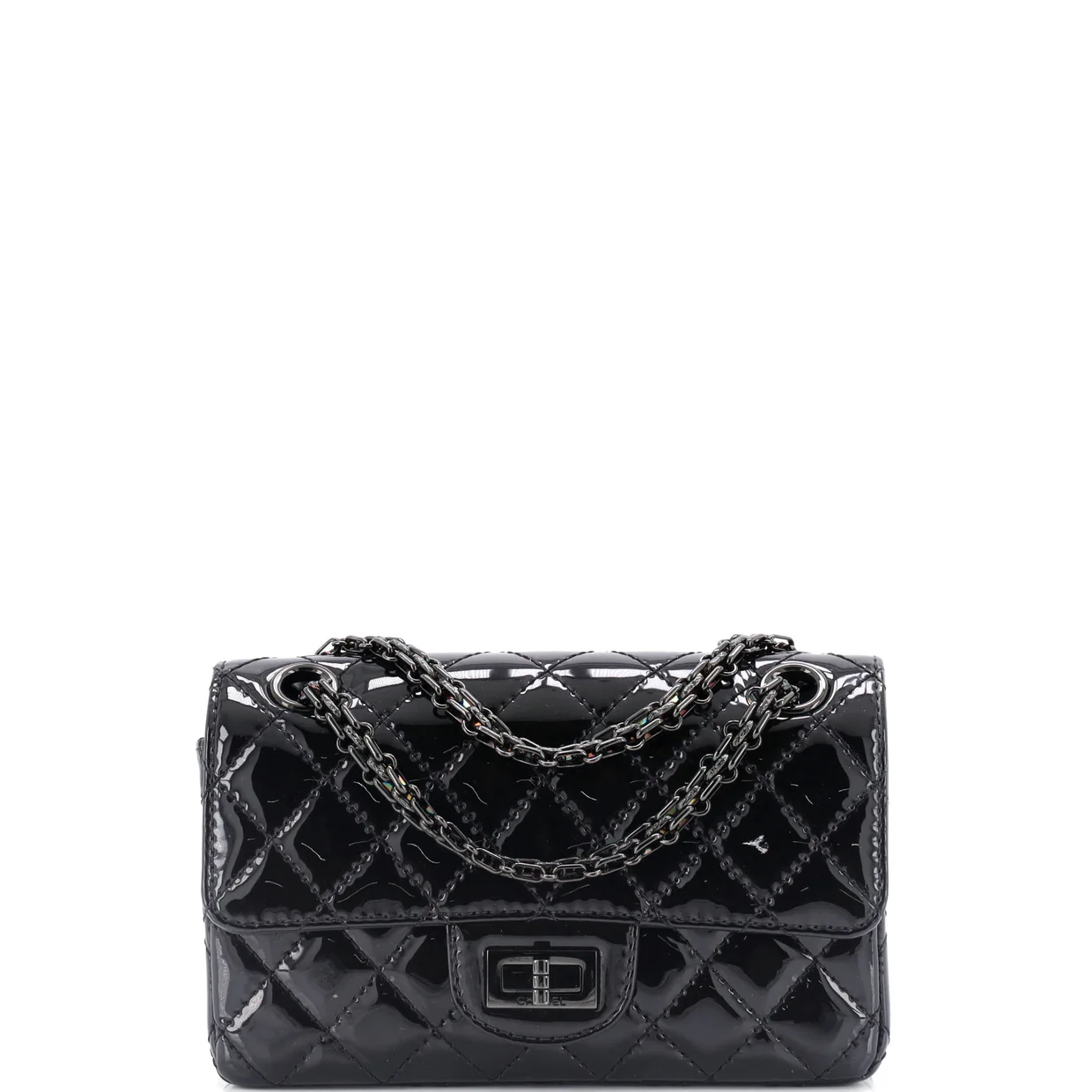 So Black Reissue 2.55 Flap Bag Quilted Patent Mini - Deep Luxury