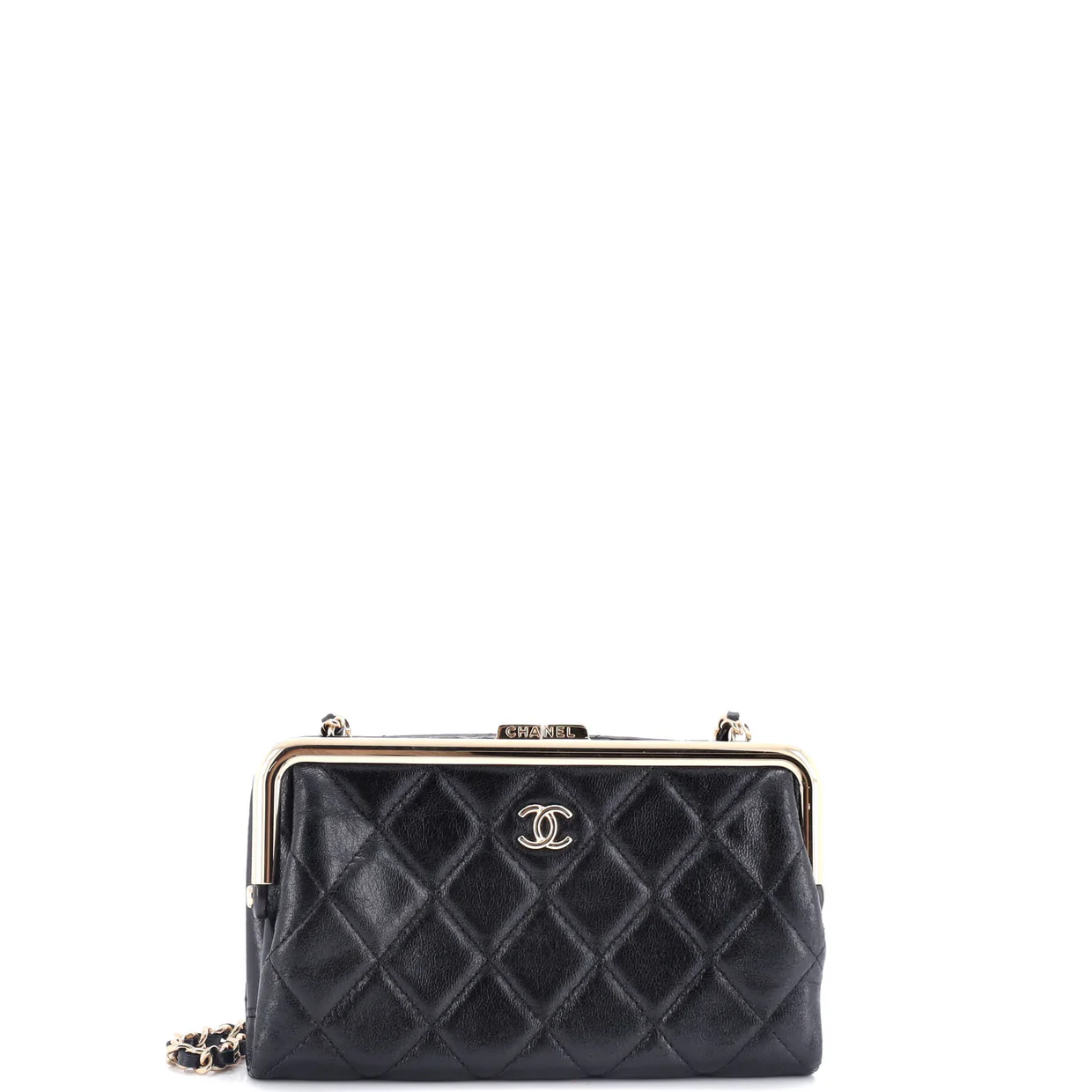 Logo Clasp Frame Clutch with Chain Quilted Lambskin Small - Deep Luxury