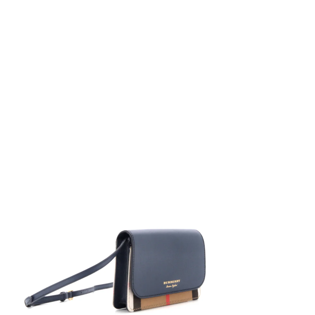 Hampshire Wallet on Strap Leather and House Check Canvas - Deep Luxury