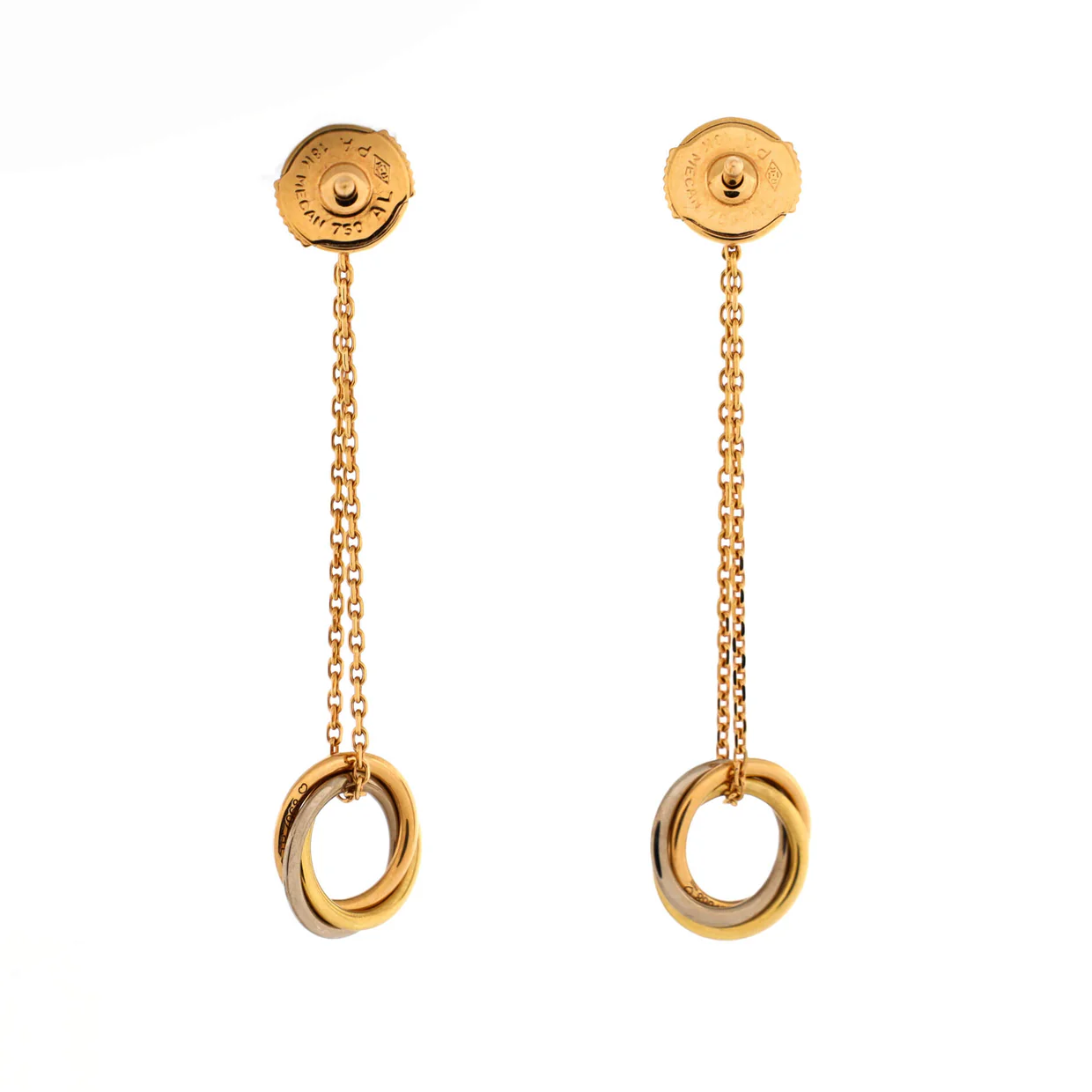 Trinity Diamond Drop Earrings 18K Tricolor Gold - Deep Luxury