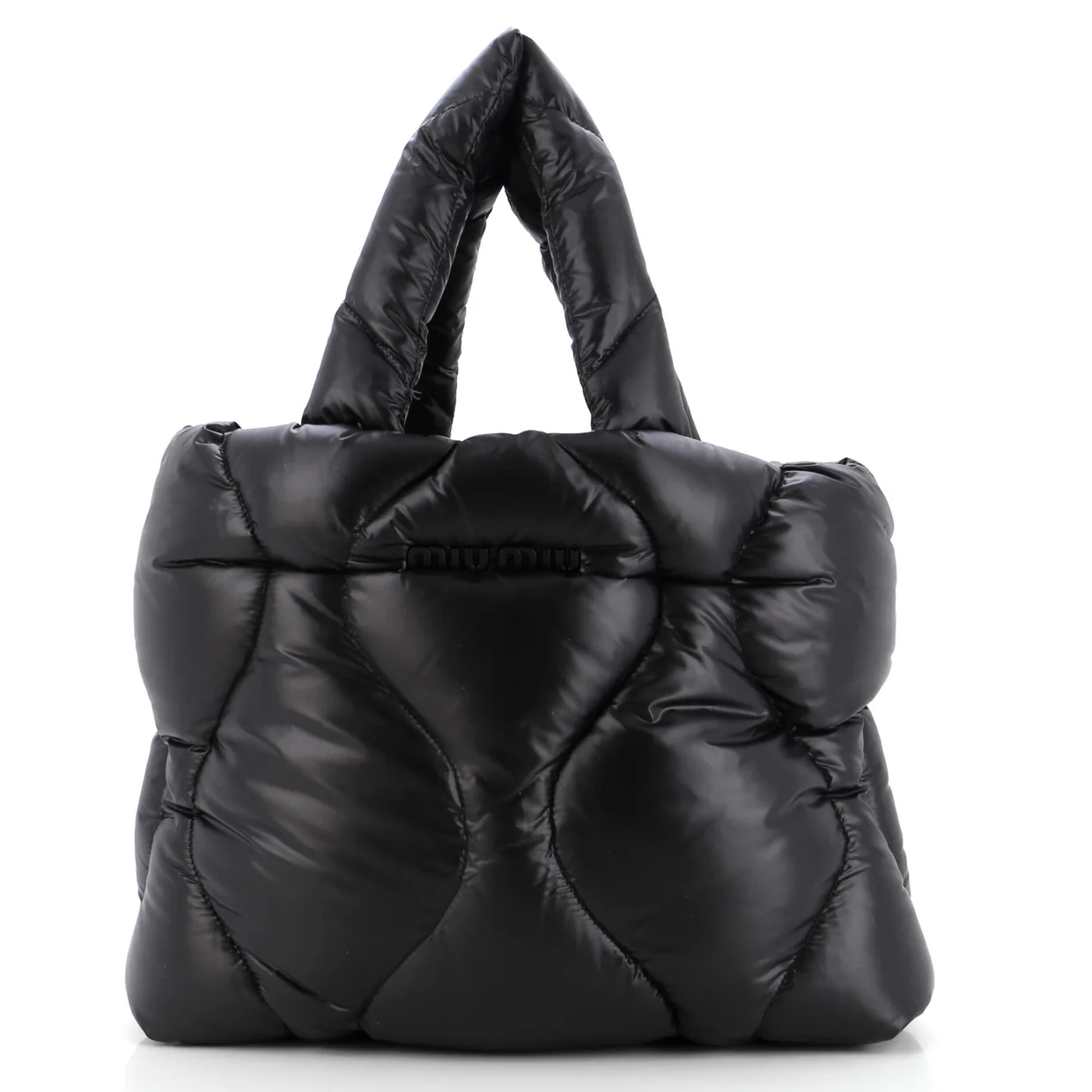 Open Tote Puffy Quilted Nylon Medium - Deep Luxury