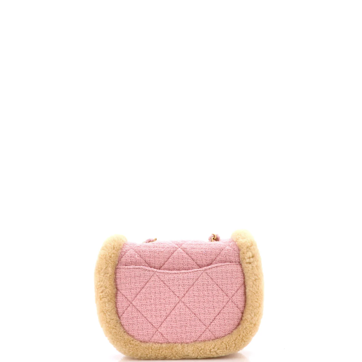 CC Round Flap Messenger Tweed and Shearling - Deep Luxury