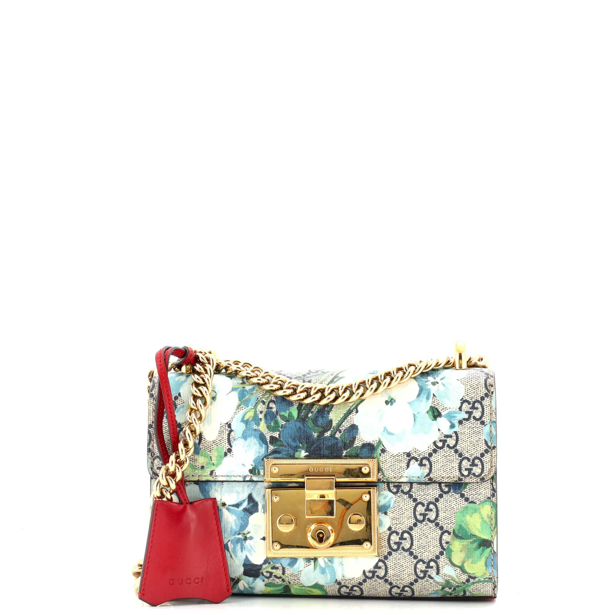 Padlock Shoulder Bag Blooms Print GG Coated Canvas Small - Deep Luxury