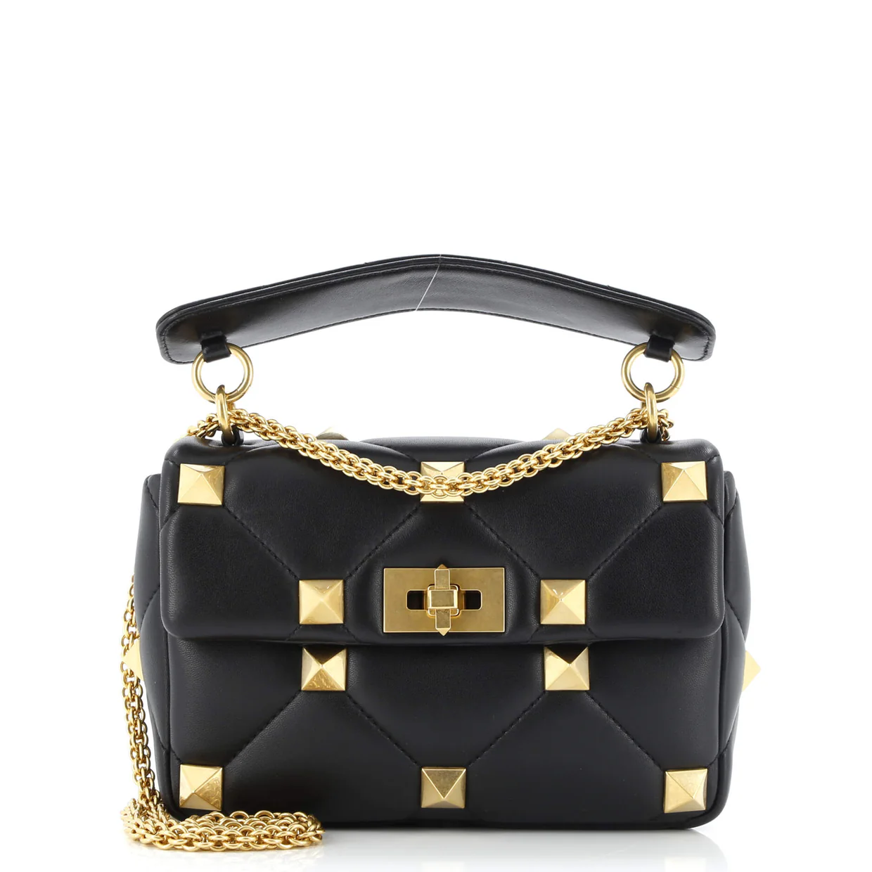 Roman Stud Flap Bag Quilted Leather Medium - Deep Luxury