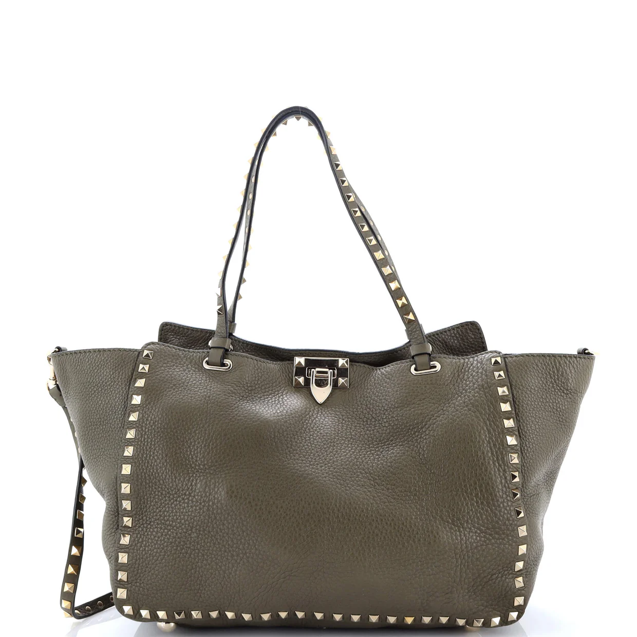 Rockstud Tote Pebbled Leather Medium - Deep Luxury