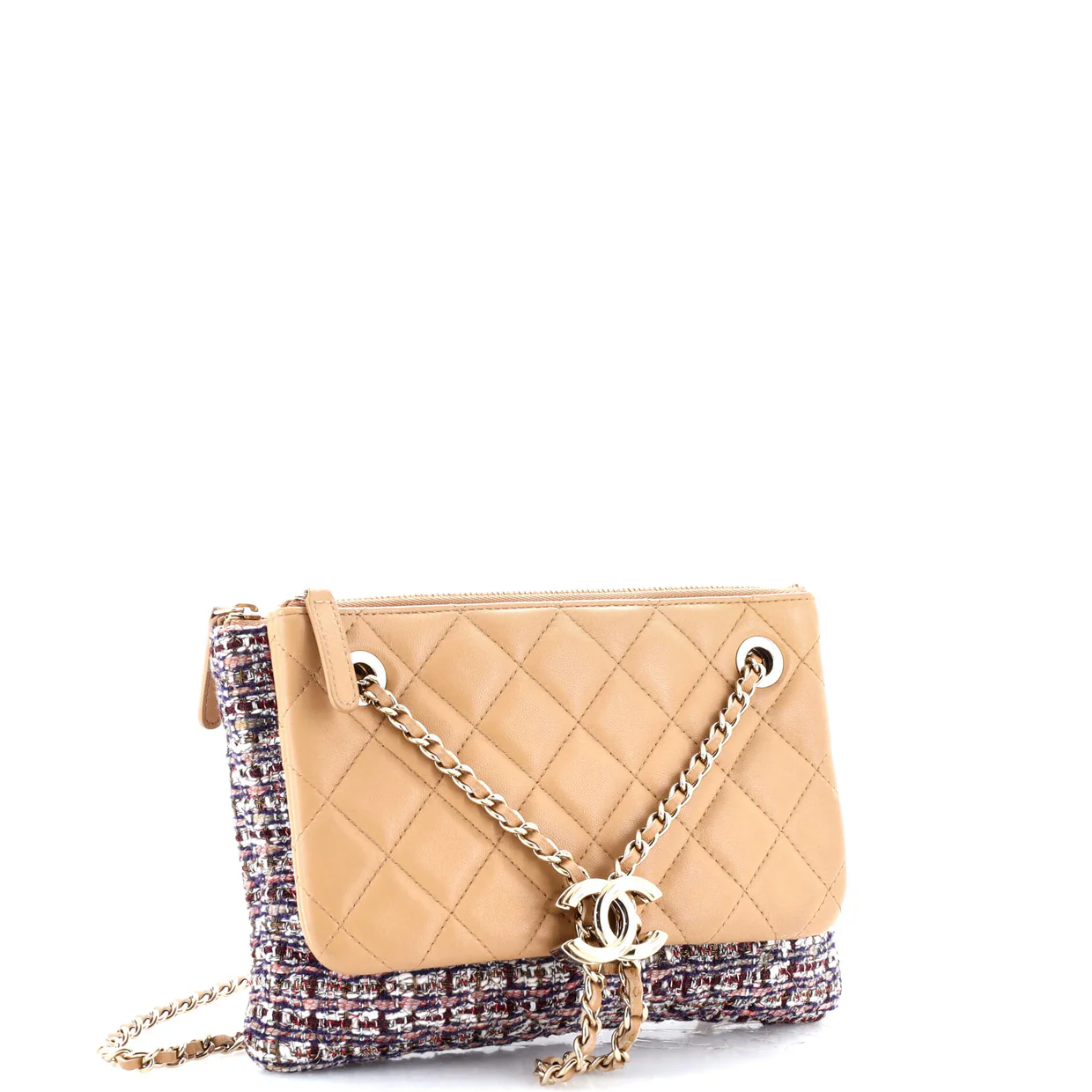 Double Case with Strap Tweed and Quilted Lambskin - Deep Luxury