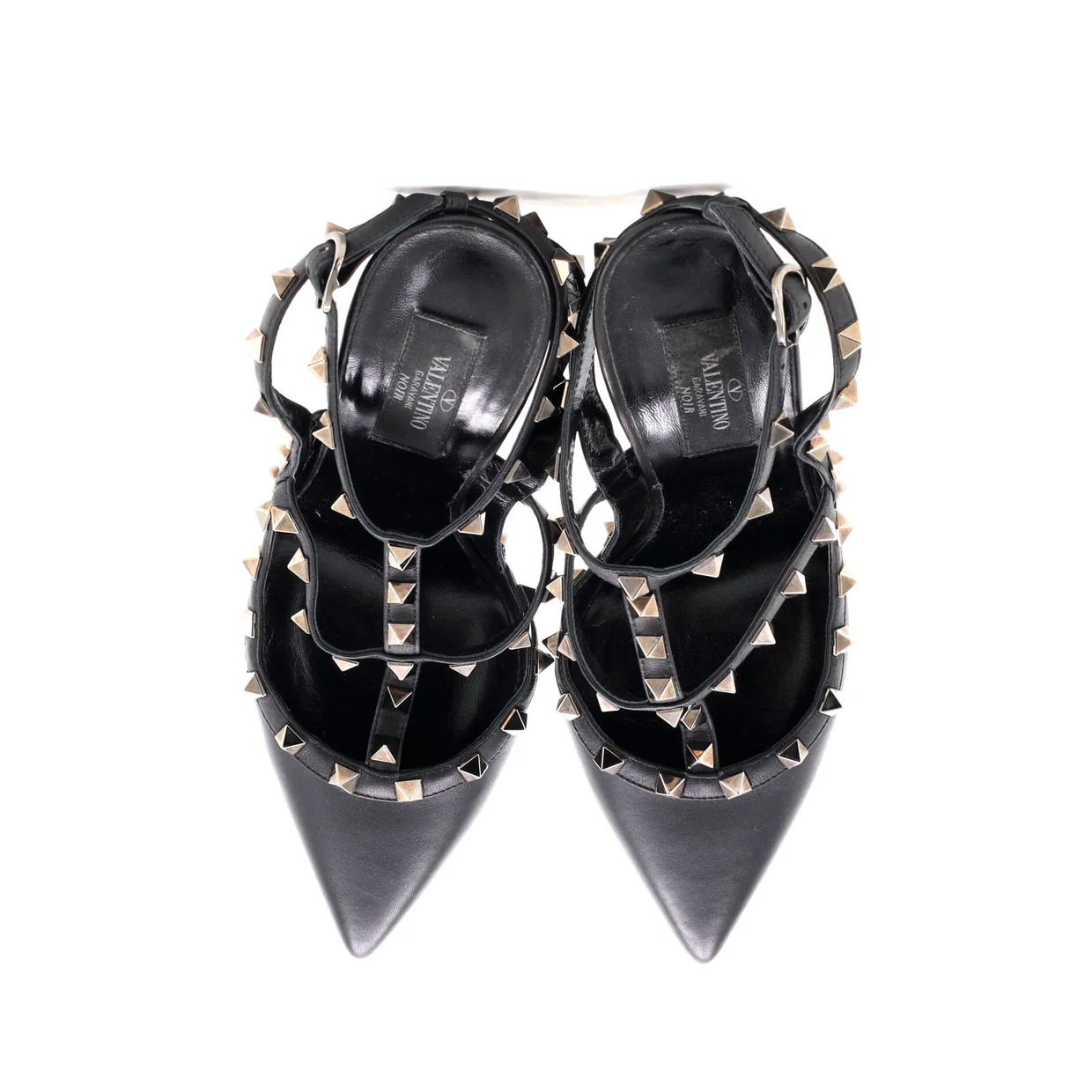 Women's Rockstud Ankle Strap Pumps Leather 100 - Deep Luxury