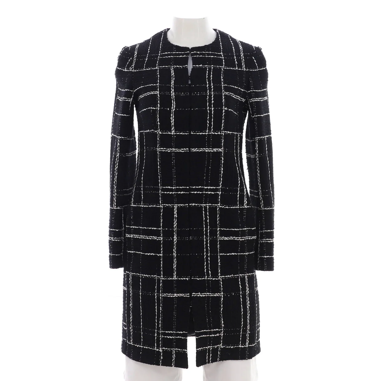 Women's Collarless Coat Tweed - Deep Luxury