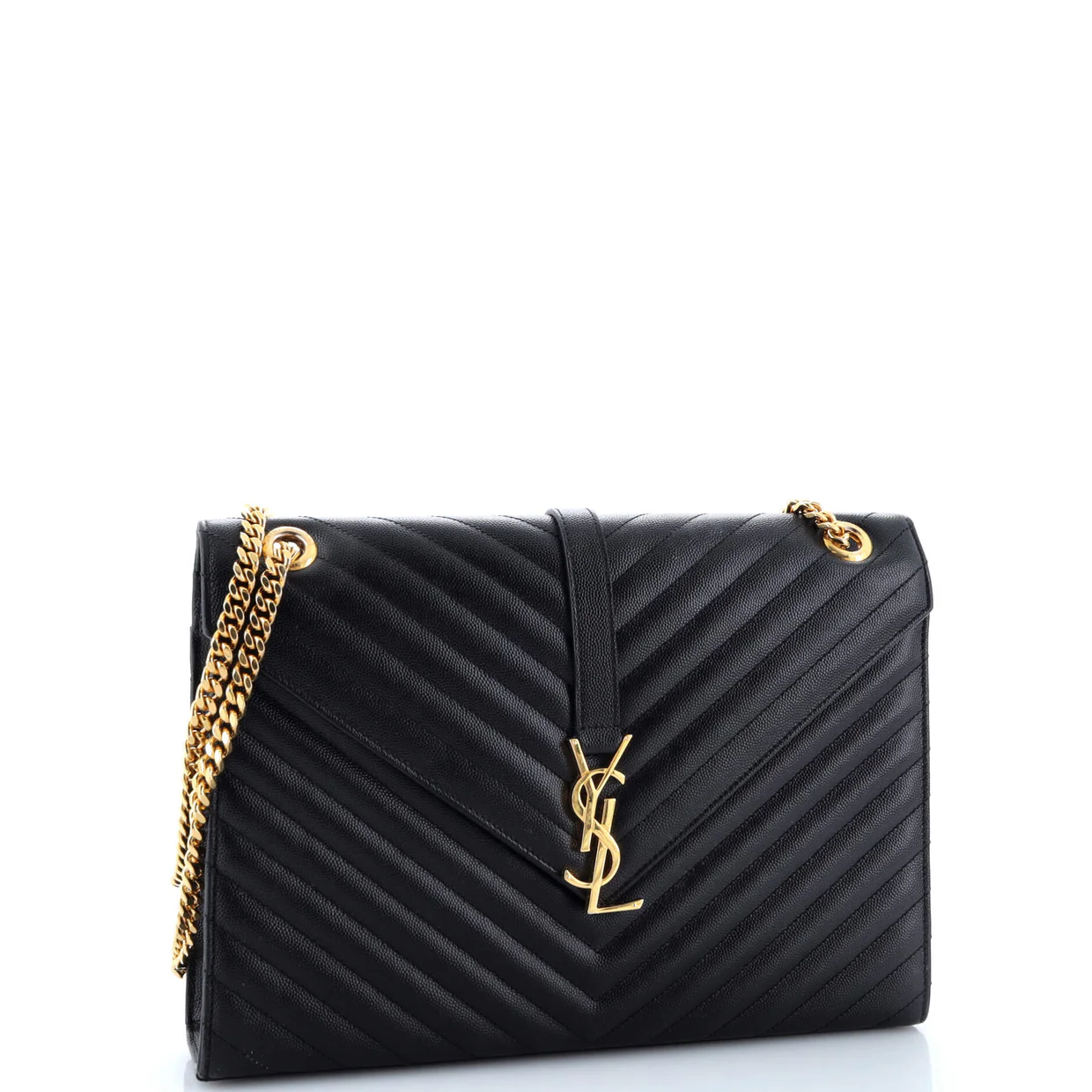 Classic Monogram Envelope Satchel Matelasse Chevron Leather Large - Deep Luxury