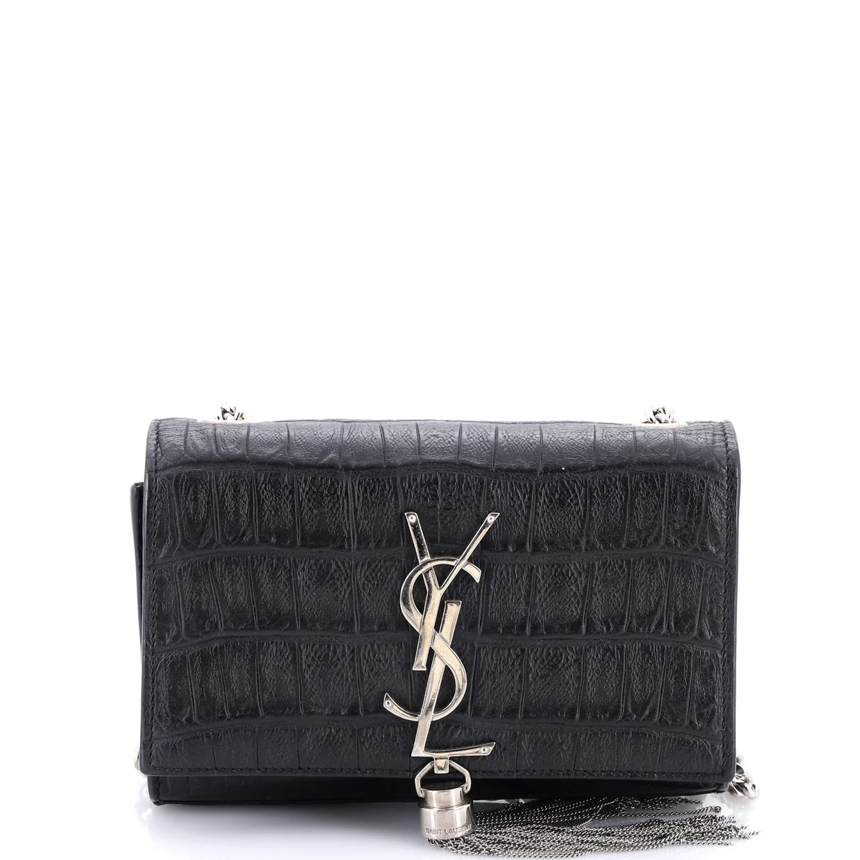 Classic Monogram Tassel Crossbody Bag Crocodile Embossed Leather Small - Deep Luxury