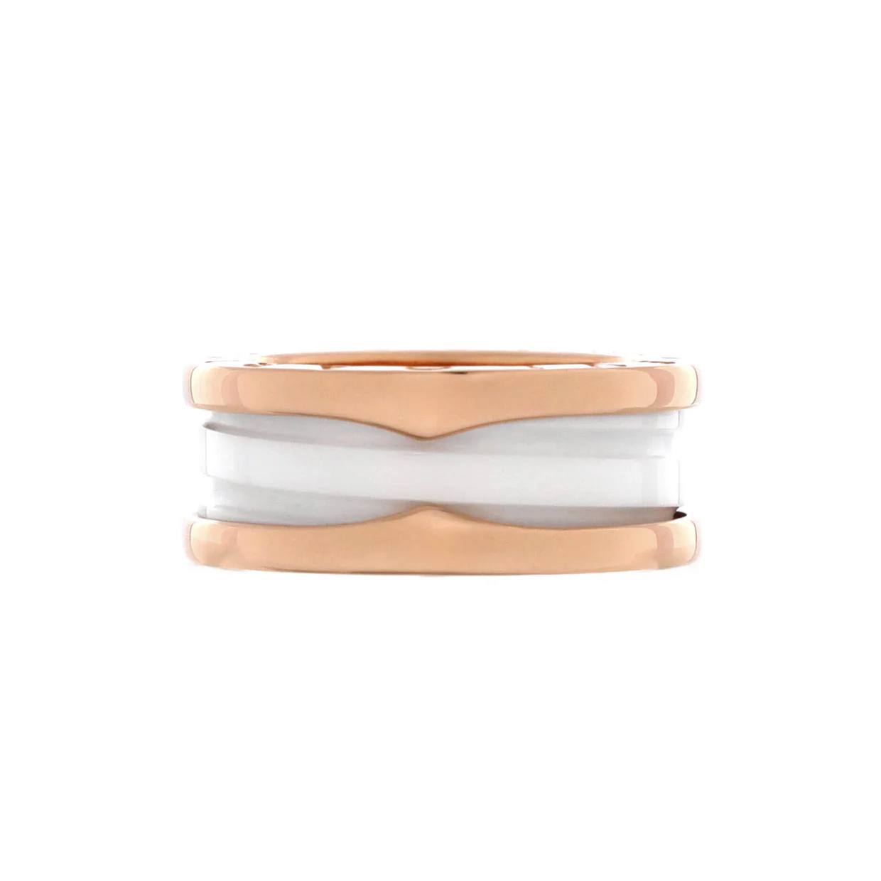 B.Zero1 Two Band Ring 18K Rose Gold and Ceramic - Deep Luxury