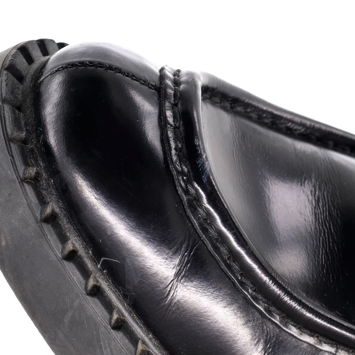 Women's Triangle Logo Loafers Spazzolato Leather - Deep Luxury