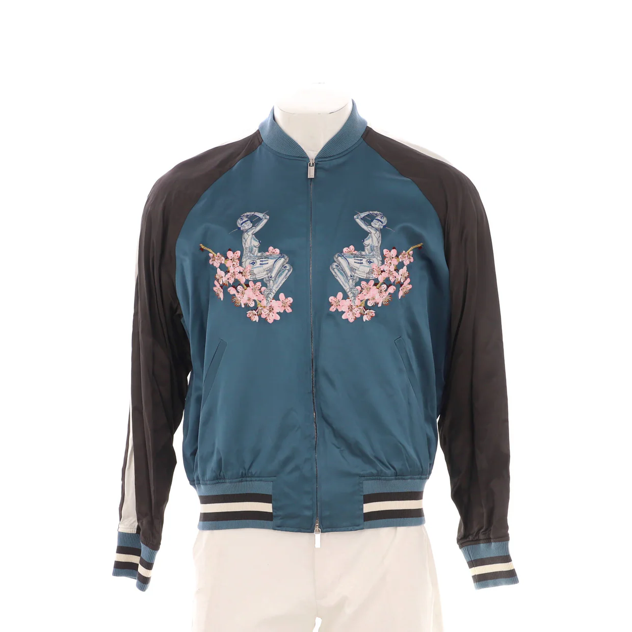 Men's Sorayama Bomber Jacket Embroidered Viscose - Deep Luxury
