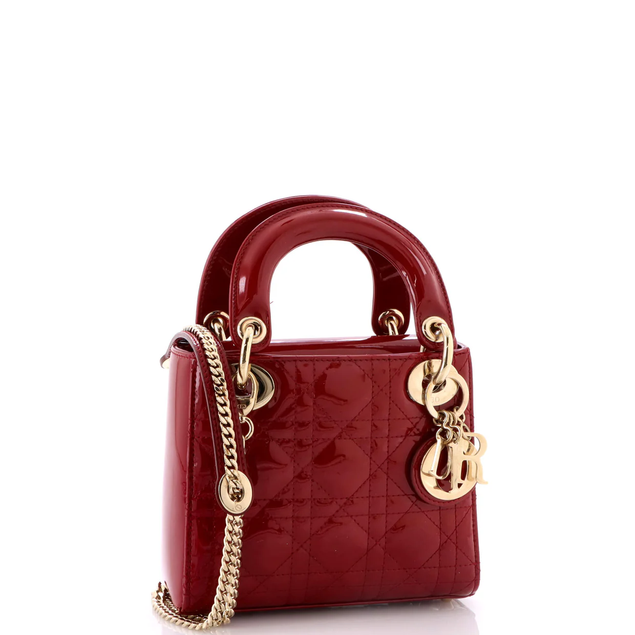 Lady Dior Chain Bag Cannage Quilt Patent Mini - Deep Luxury