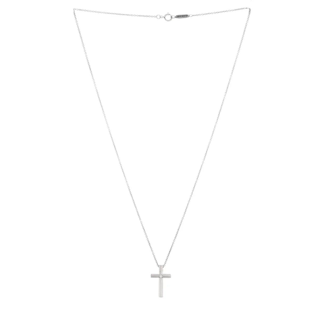 Cross Pendant Necklace 18K White Gold with Diamond - Deep Luxury