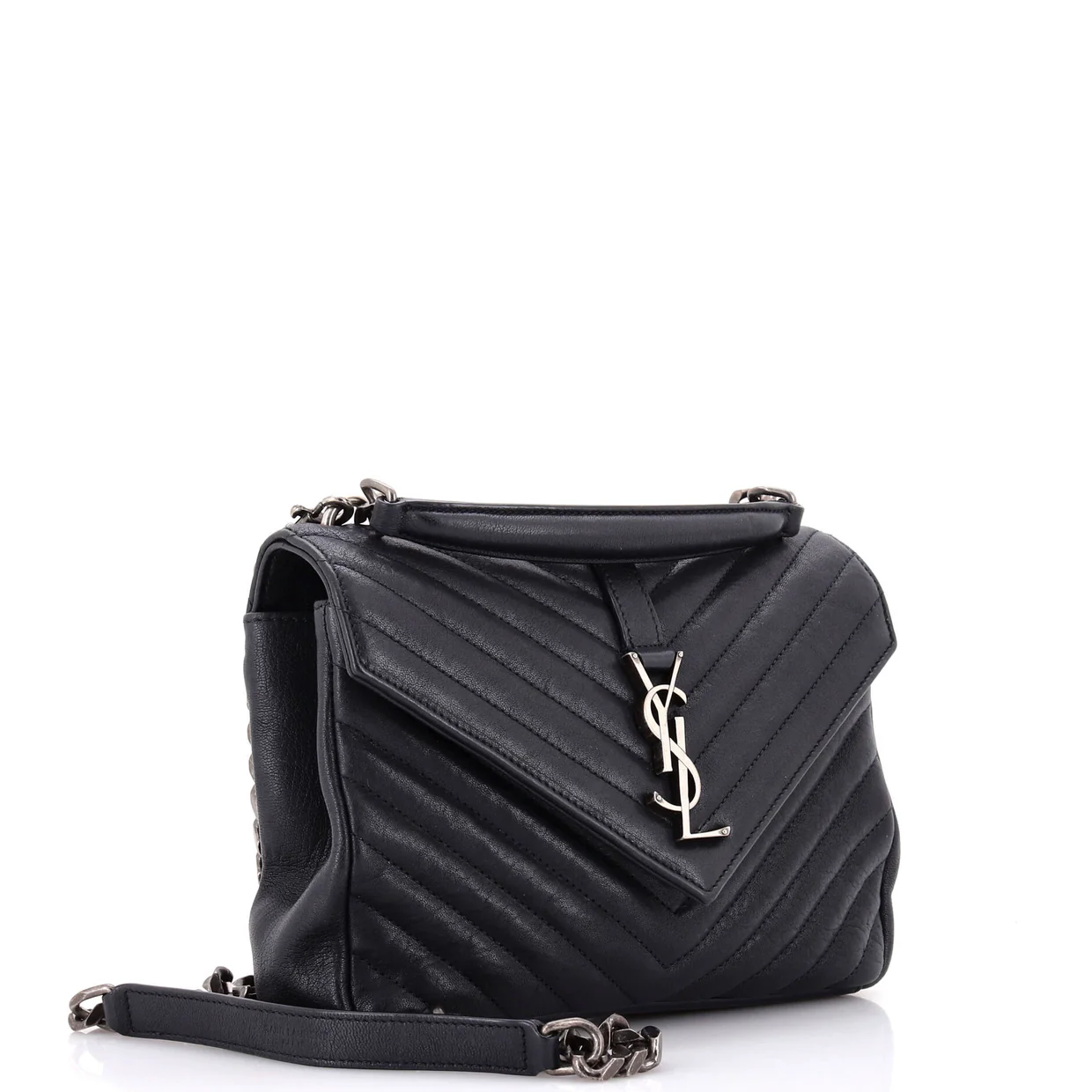 Classic Monogram College Bag Matelasse Chevron Leather Medium - Deep Luxury