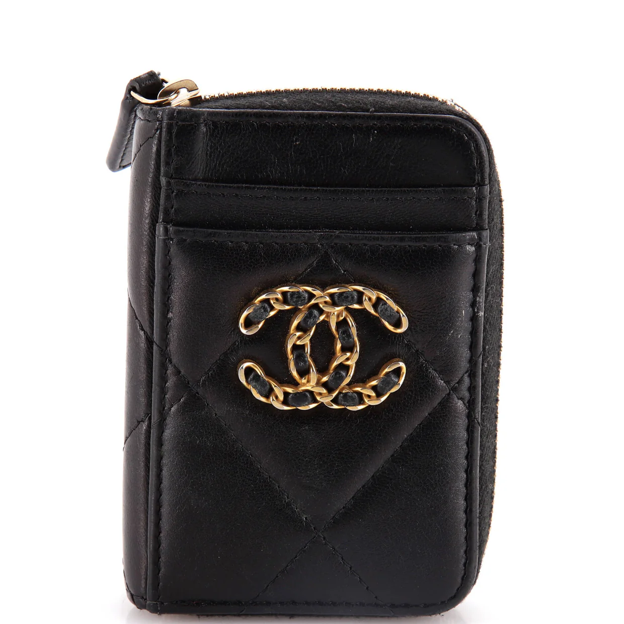 19 Card Holder Zip Coin Purse Quilted Lambskin - Deep Luxury
