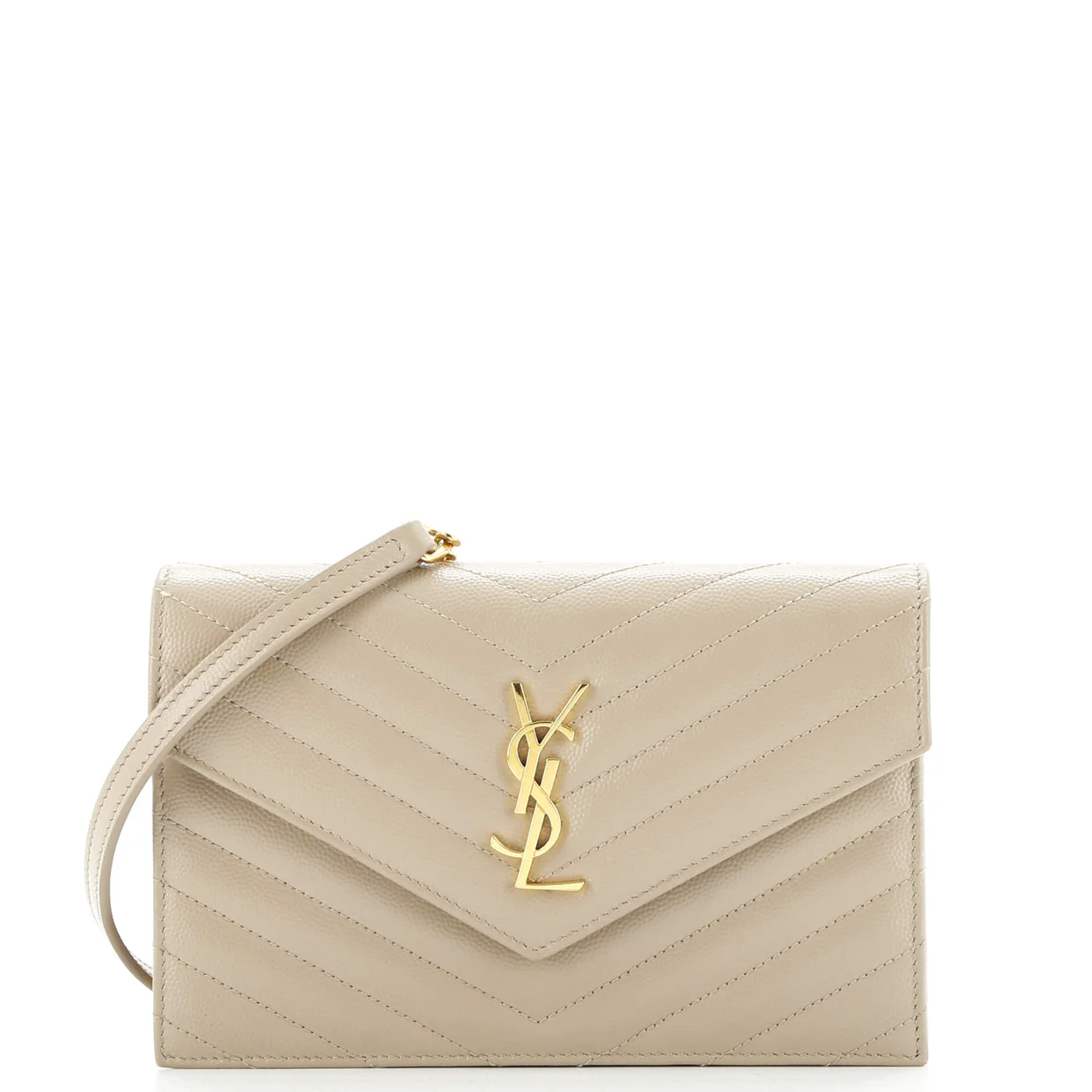 Classic Monogram Wallet on Chain Matelasse Chevron Leather Small - Deep Luxury