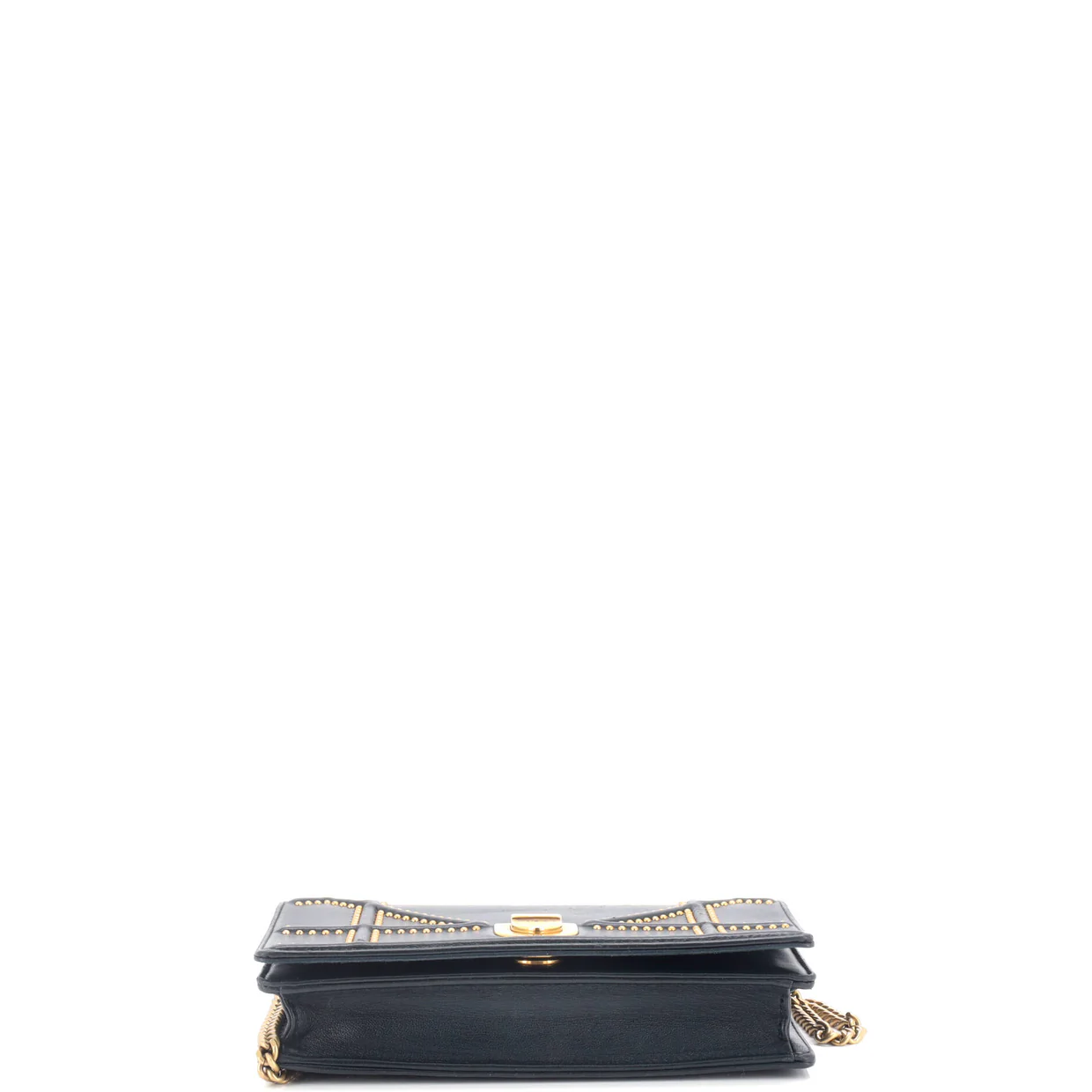 Diorama Wallet on Chain Studded Leather - Deep Luxury