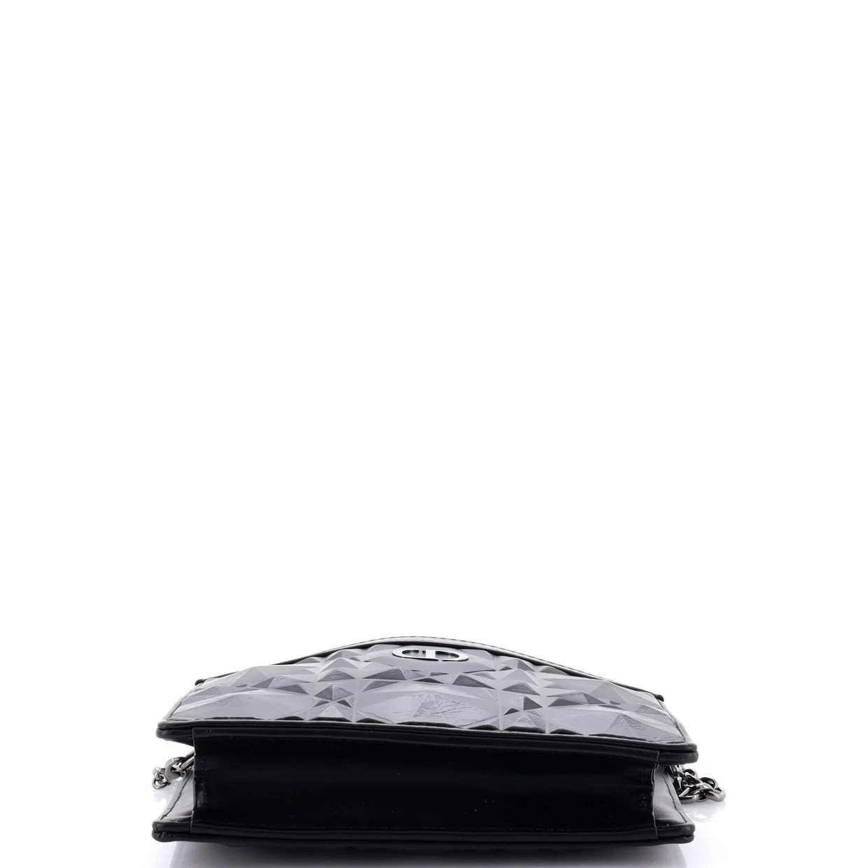 Caro Zipped Pouch With Chain Diamond Motif Cannage Calfskin - Deep Luxury
