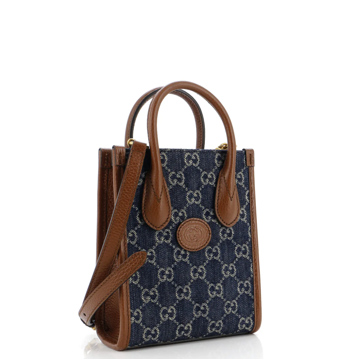 Interlocking G Patch Tote GG Denim Mini - Deep Luxury