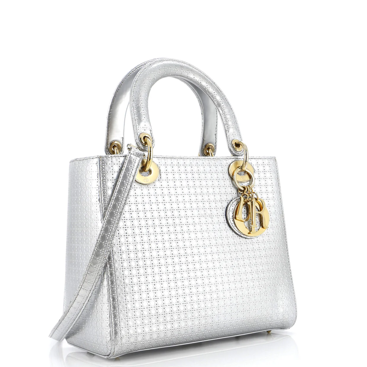 Lady Dior Bag Micro Cannage Metallic Calfskin Medium - Deep Luxury