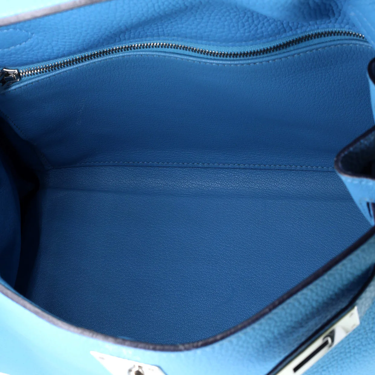 Kelly Handbag Bleu Du Nord Clemence with Palladium Hardware 28 - Deep Luxury