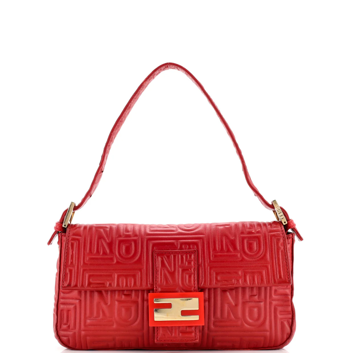 Baguette Bag Logo Embossed Leather Small - Deep Luxury