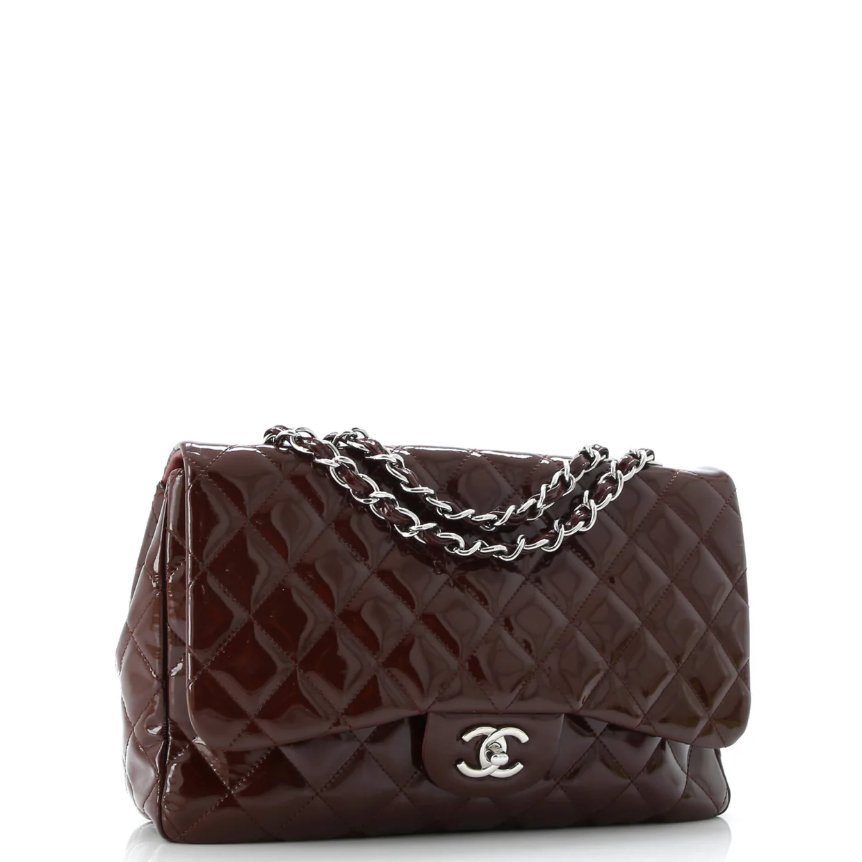 Classic Double Flap Bag Quilted Patent Jumbo - Deep Luxury
