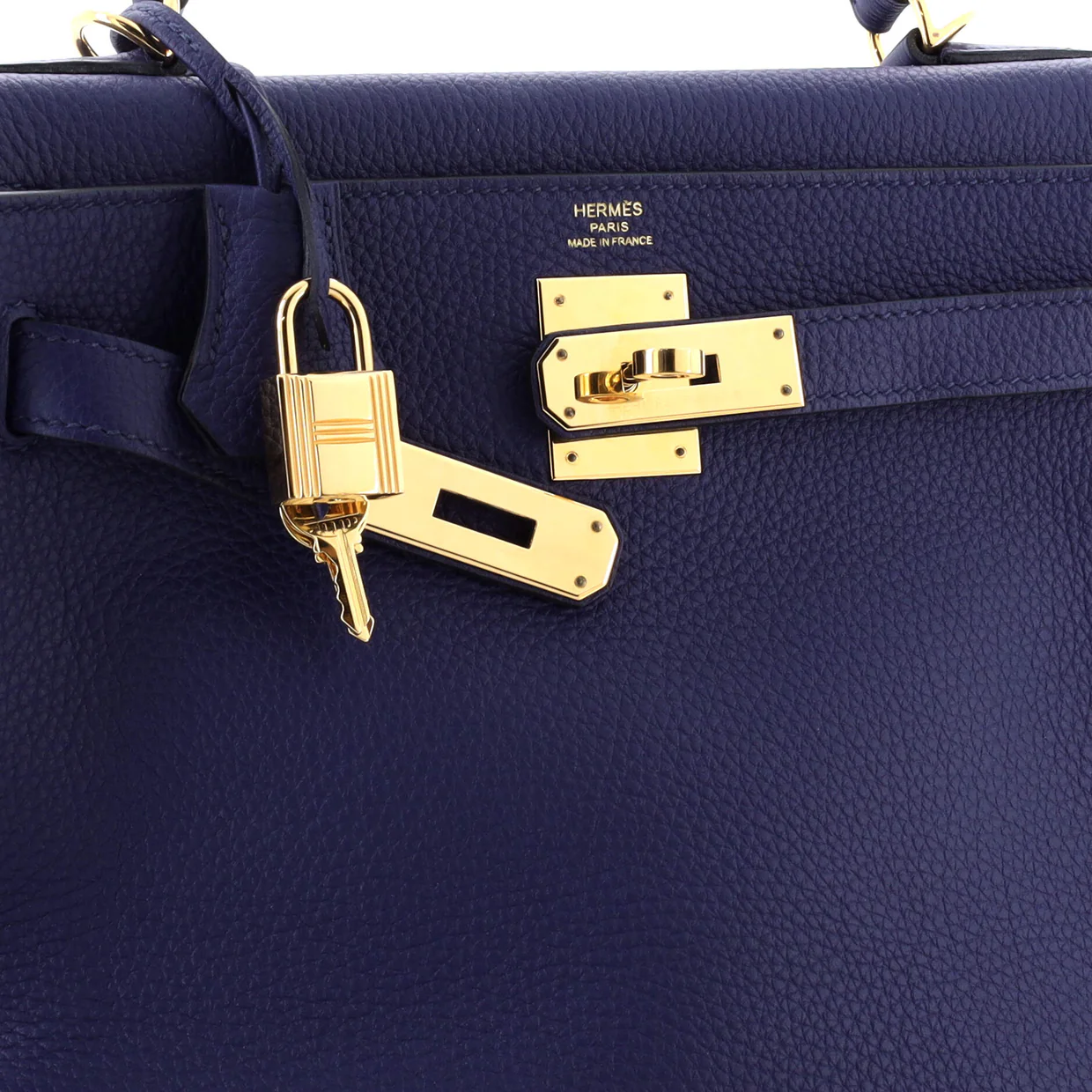 Kelly Handbag Bleu Encre Togo with Gold Hardware 28 - Deep Luxury