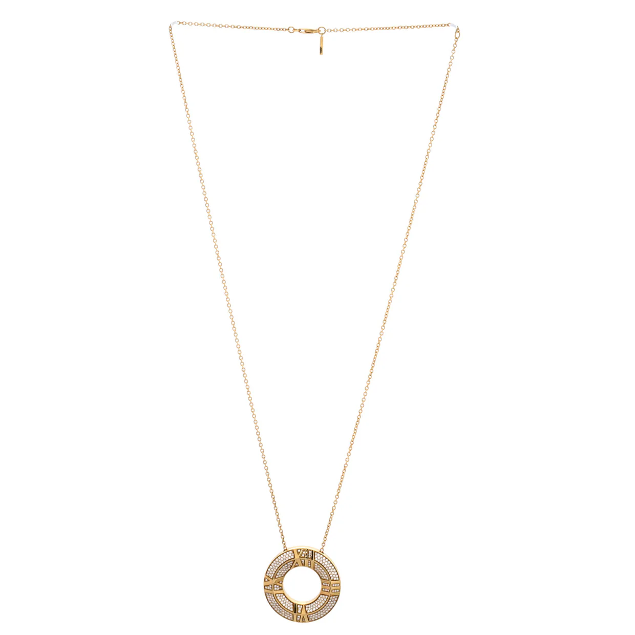 Atlas Closed X Medallion Pendant Necklace 18K Yellow Gold with Pave Diamonds Large - Deep Luxury