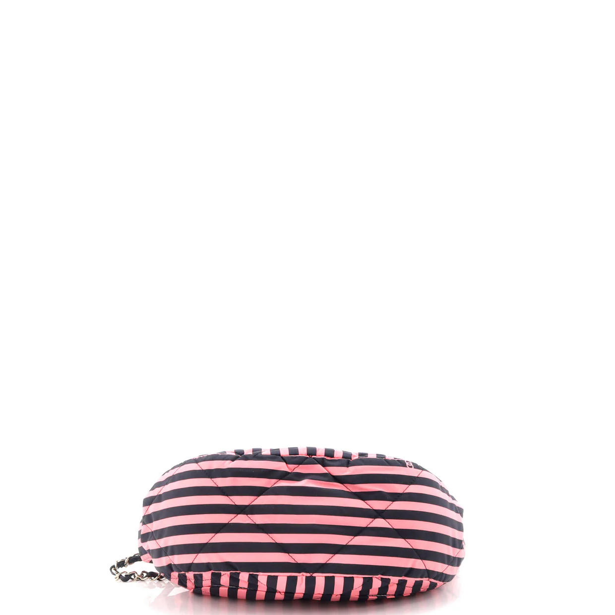 CC Convertible Chain Zip Hobo Quilted Striped Nylon - Deep Luxury